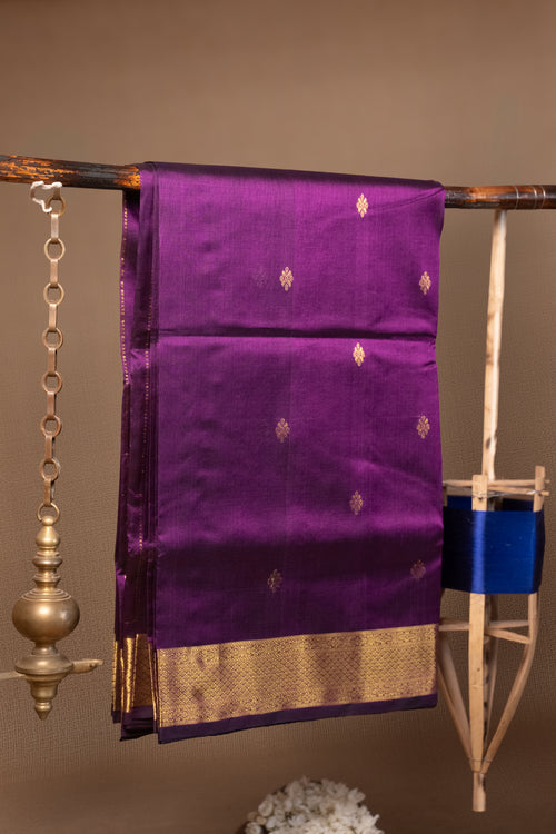 Kanchipuram Silk Cotton Saree - Jamun