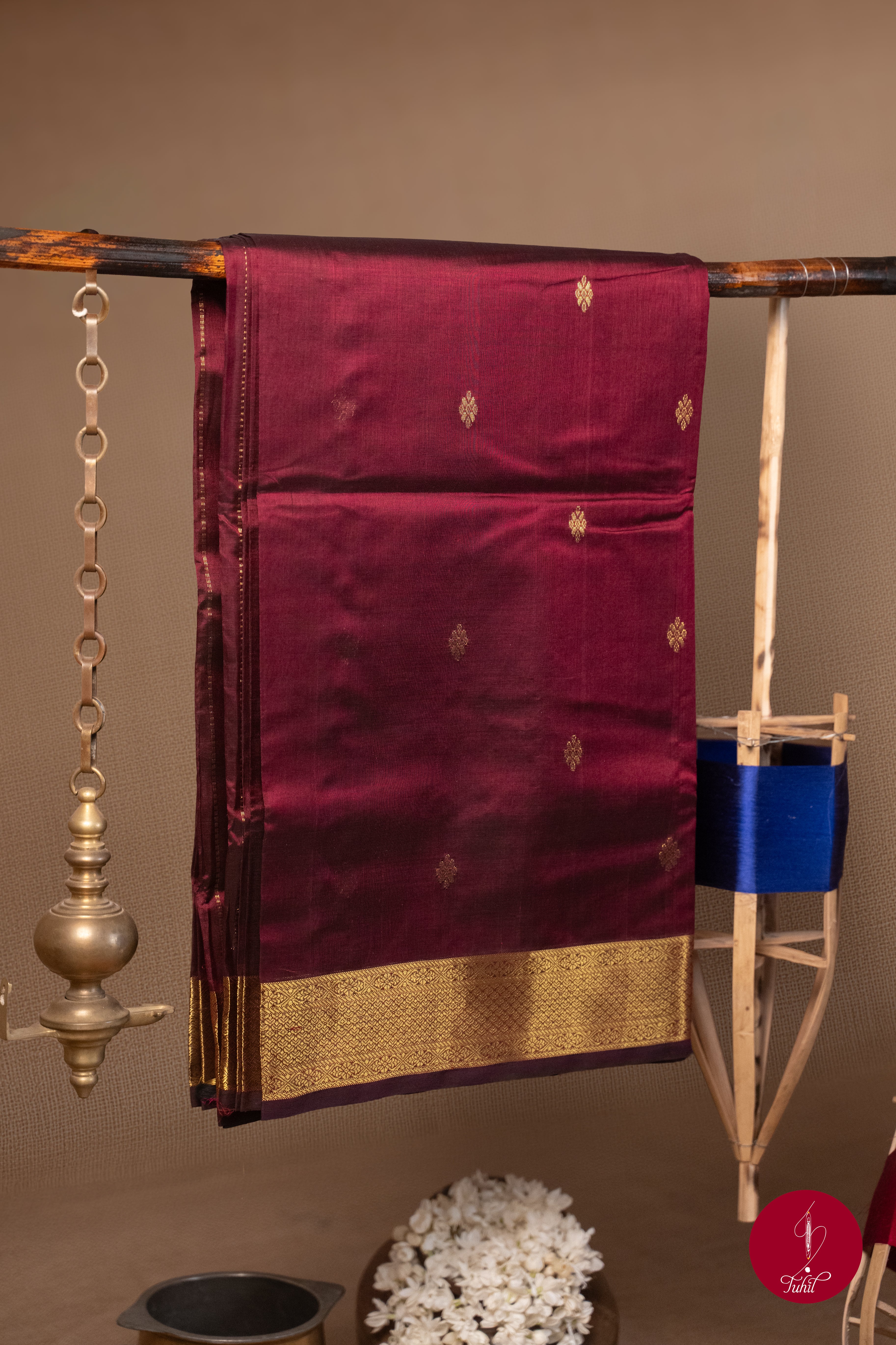 Kanchipuram Silk Cotton Saree - Brown Arakku