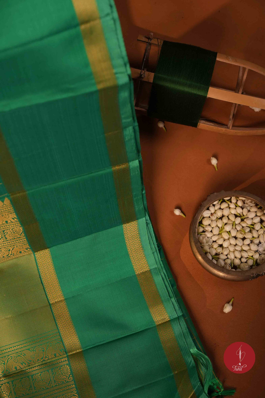 Pure Silk Pure Zari Handloom Kanchipuram Saree - Light Forest Green with Dull Gold