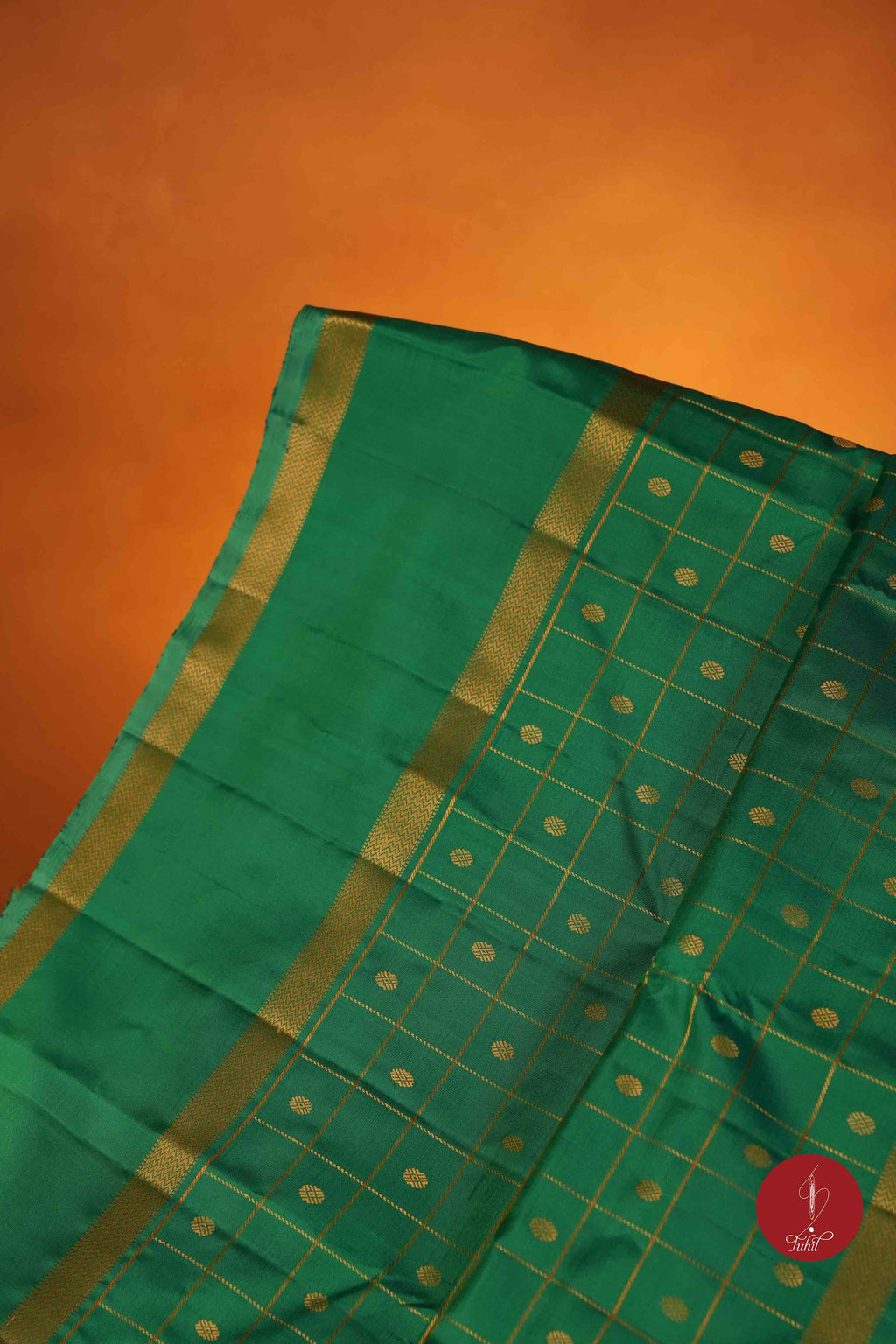 Pure Silk Pure Zari Handloom Kanchipuram Saree - Light Forest Green with Dull Gold