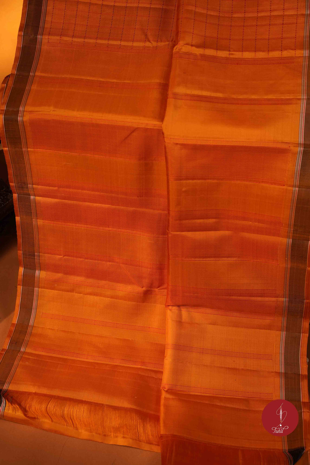 Pure Silk Pure Zari Handloom Kanchipuram Saree - Oil Mustard Muthu Kattam