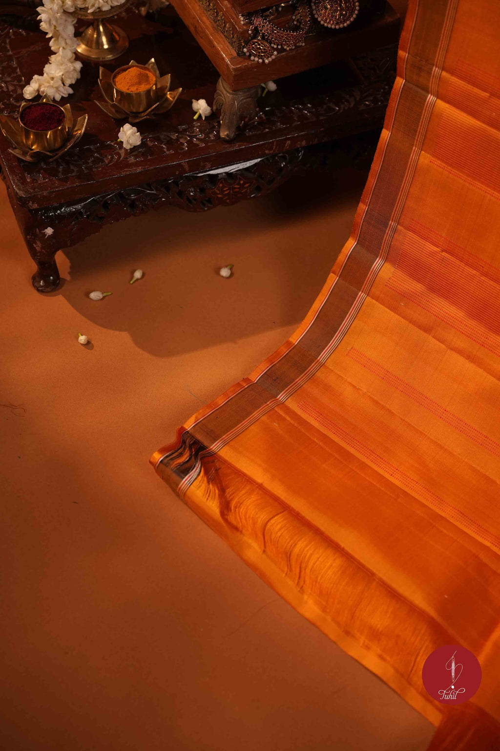 Pure Silk Pure Zari Handloom Kanchipuram Saree - Oil Mustard Muthu Kattam