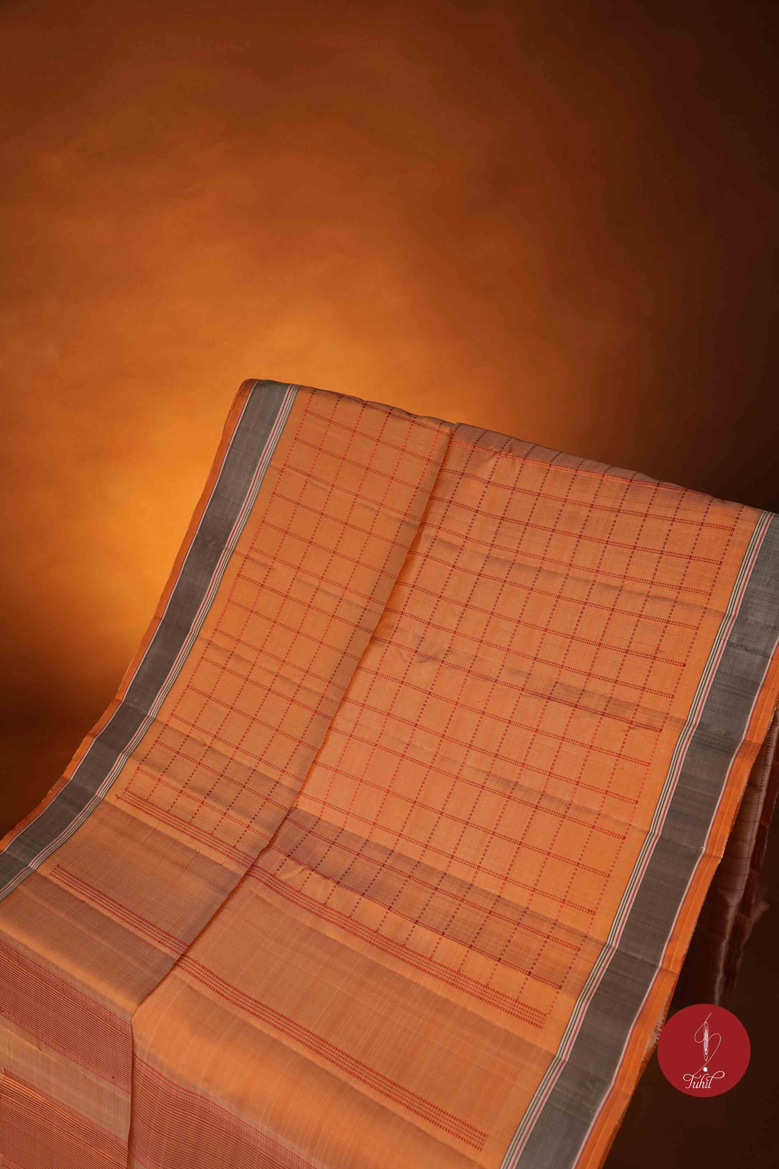 Pure Silk Pure Zari Handloom Kanchipuram Saree - Light Apricot Muthu Kattam
