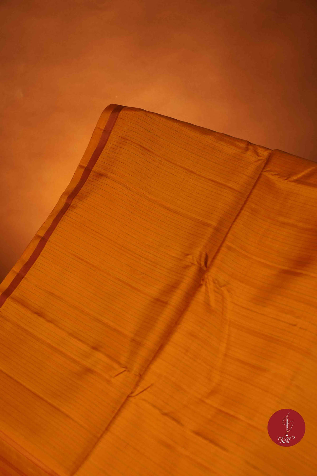 Pure Silk Pure Zari Handloom Kanchipuram Saree - Mustard with Green and Red Muthu Lines
