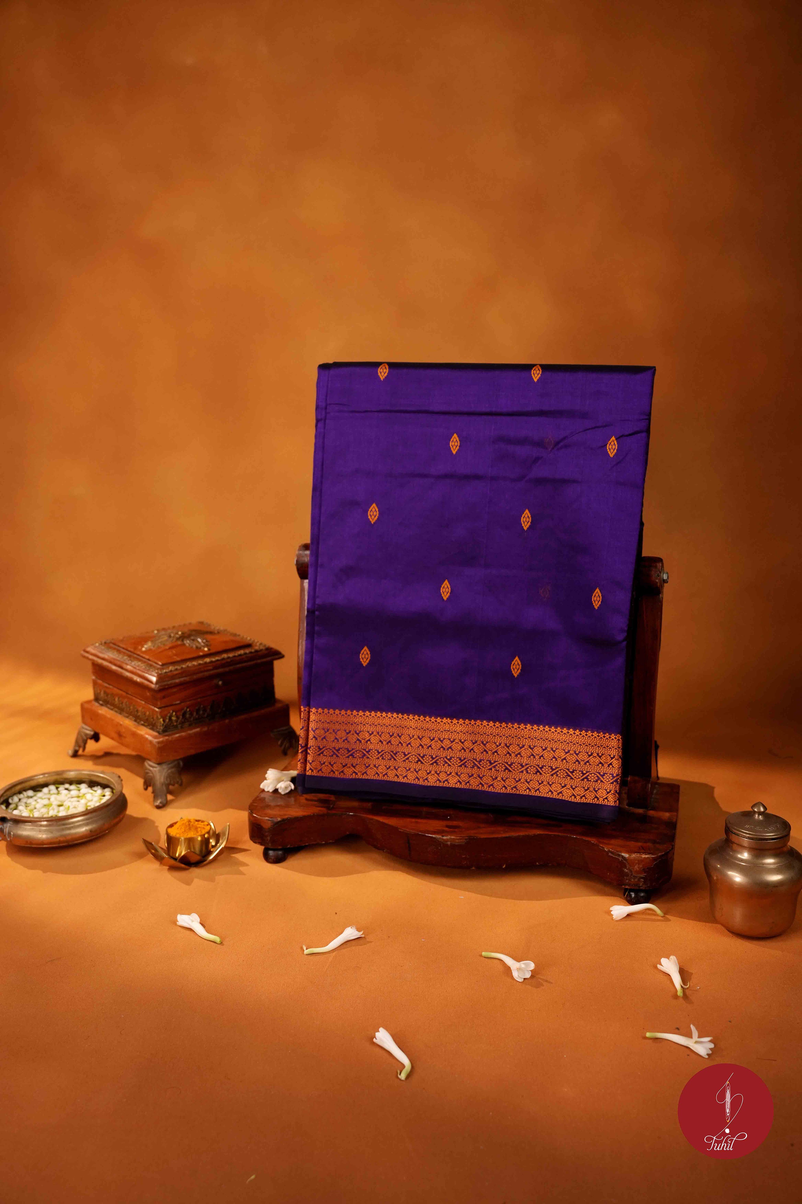 Kanchipuram Silk Cotton Saree - Deep Violet