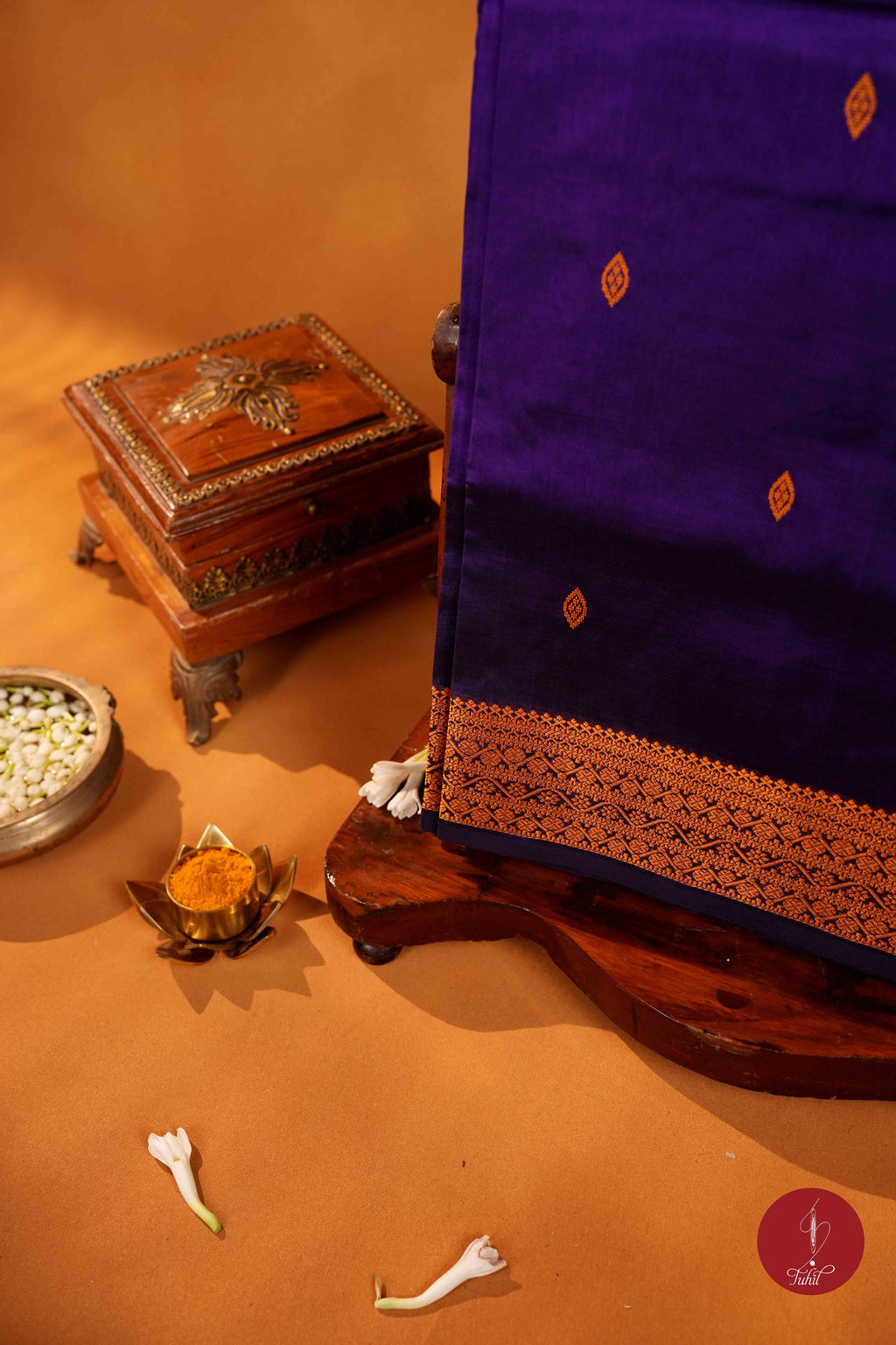 Kanchipuram Silk Cotton Saree - Deep Violet
