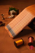 Pure Silk Pure Zari Handloom Kanchipuram Saree - Light Apricot Muthu Kattam