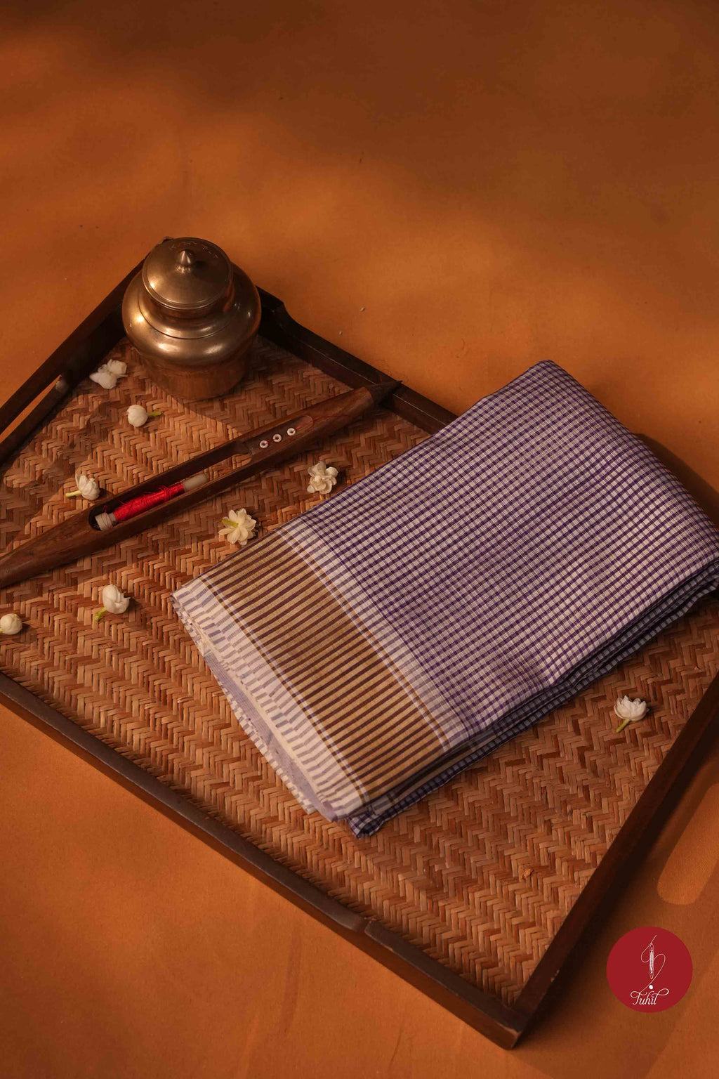 Koorainadu Saree - Silk Cotton - Violet and White