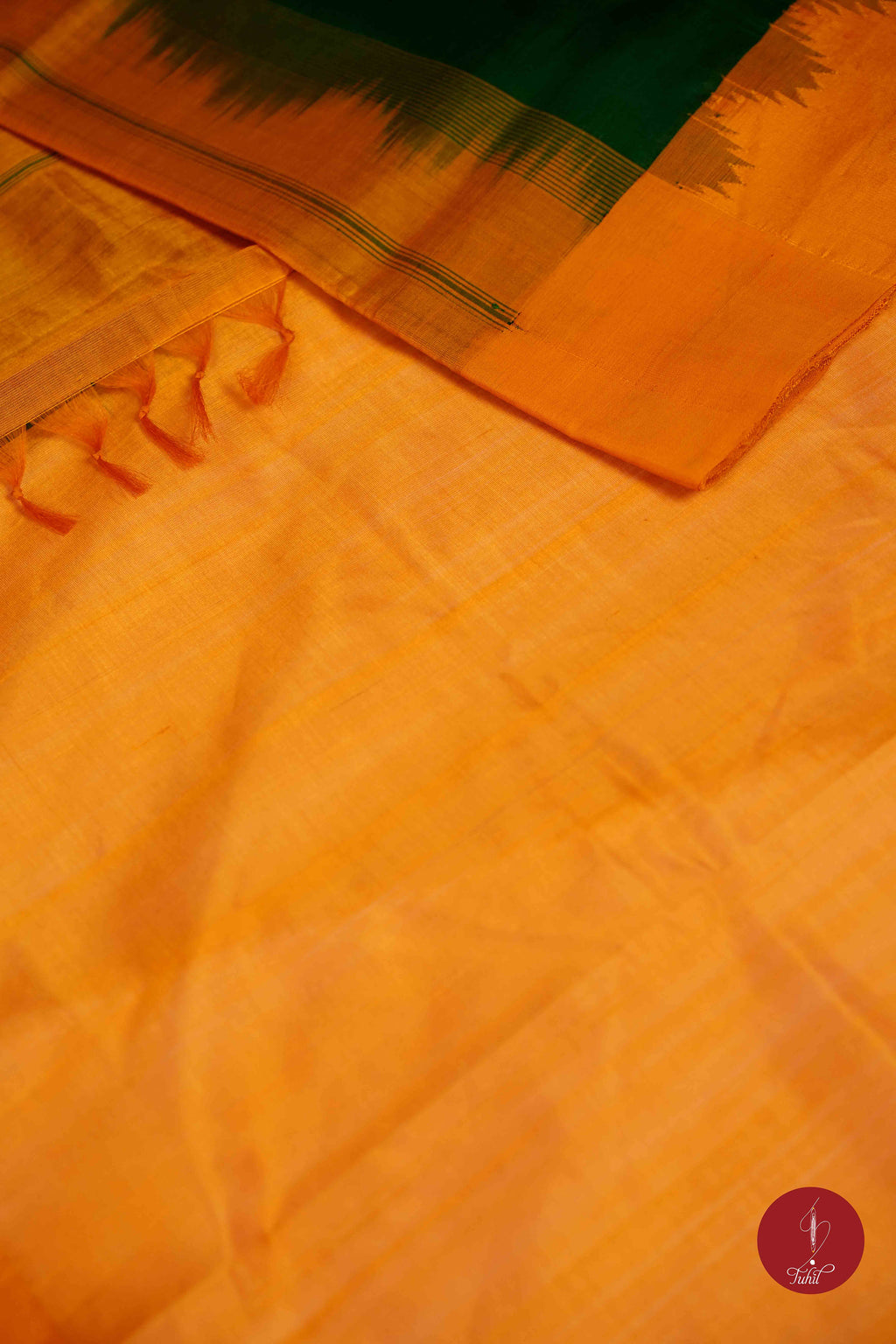 Kanchipuram Silk Cotton - Green with Yellow Mustard