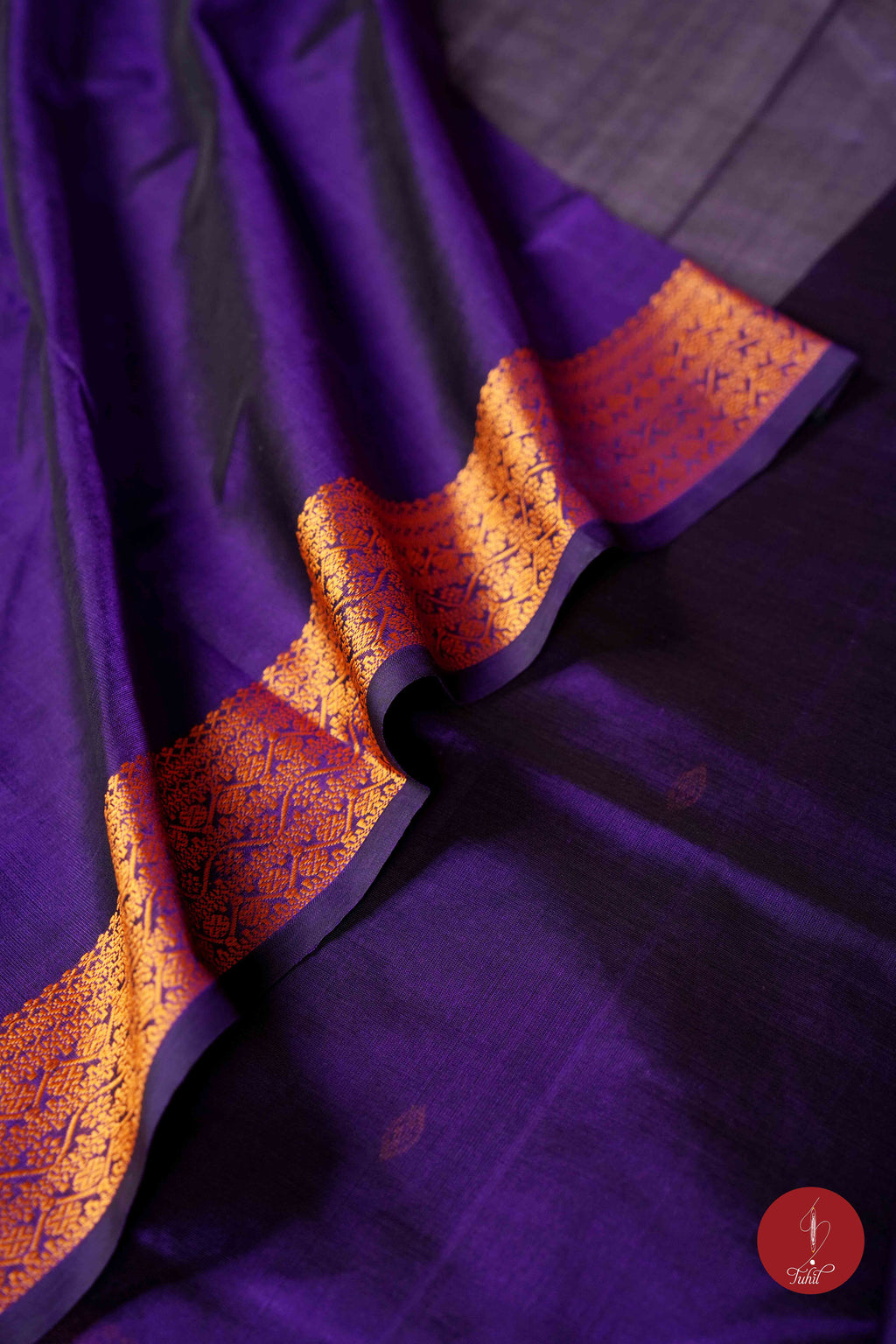 Kanchipuram Silk Cotton Saree - Deep Violet