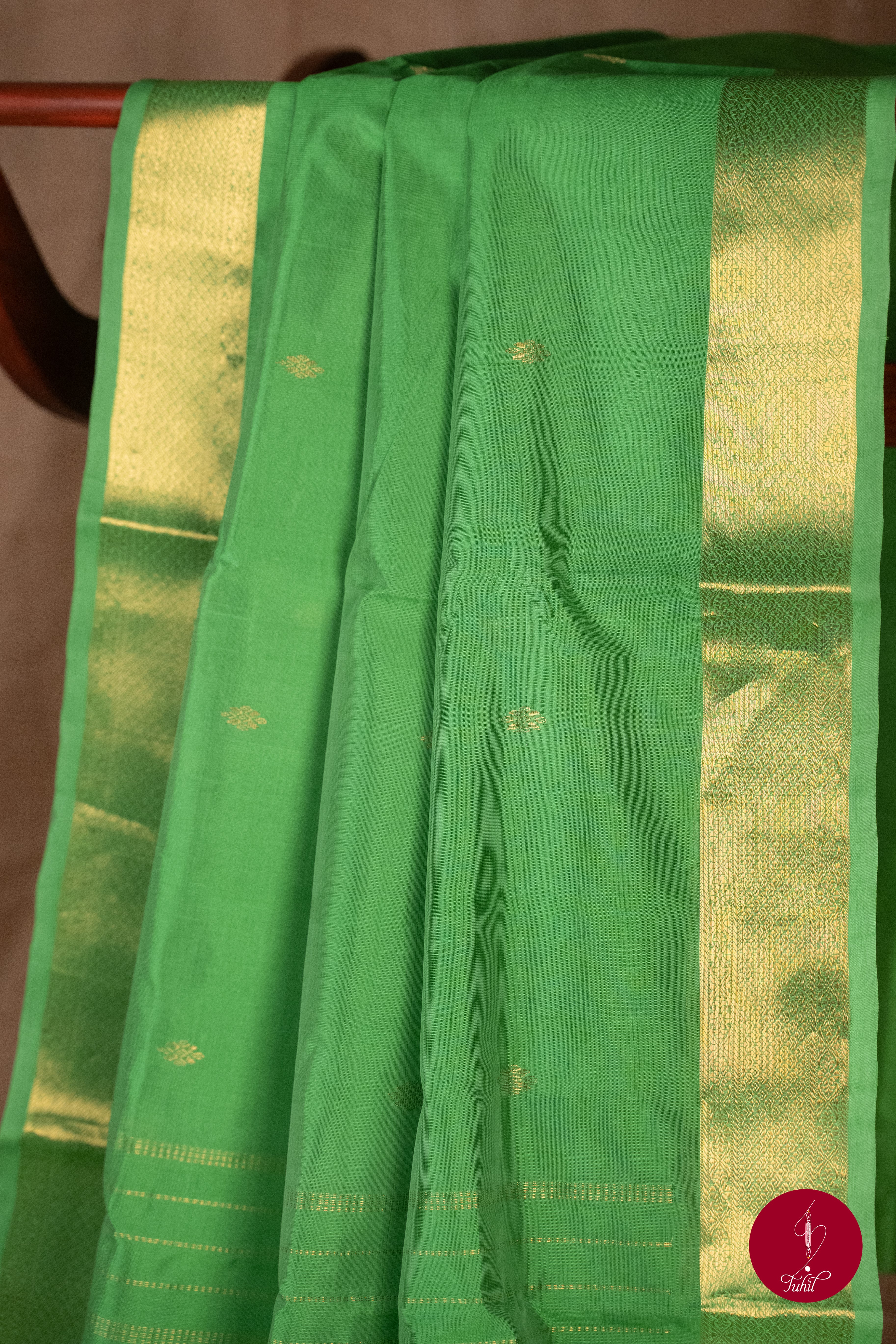 Kanchipuram Silk Cotton Saree - Parrot Green
