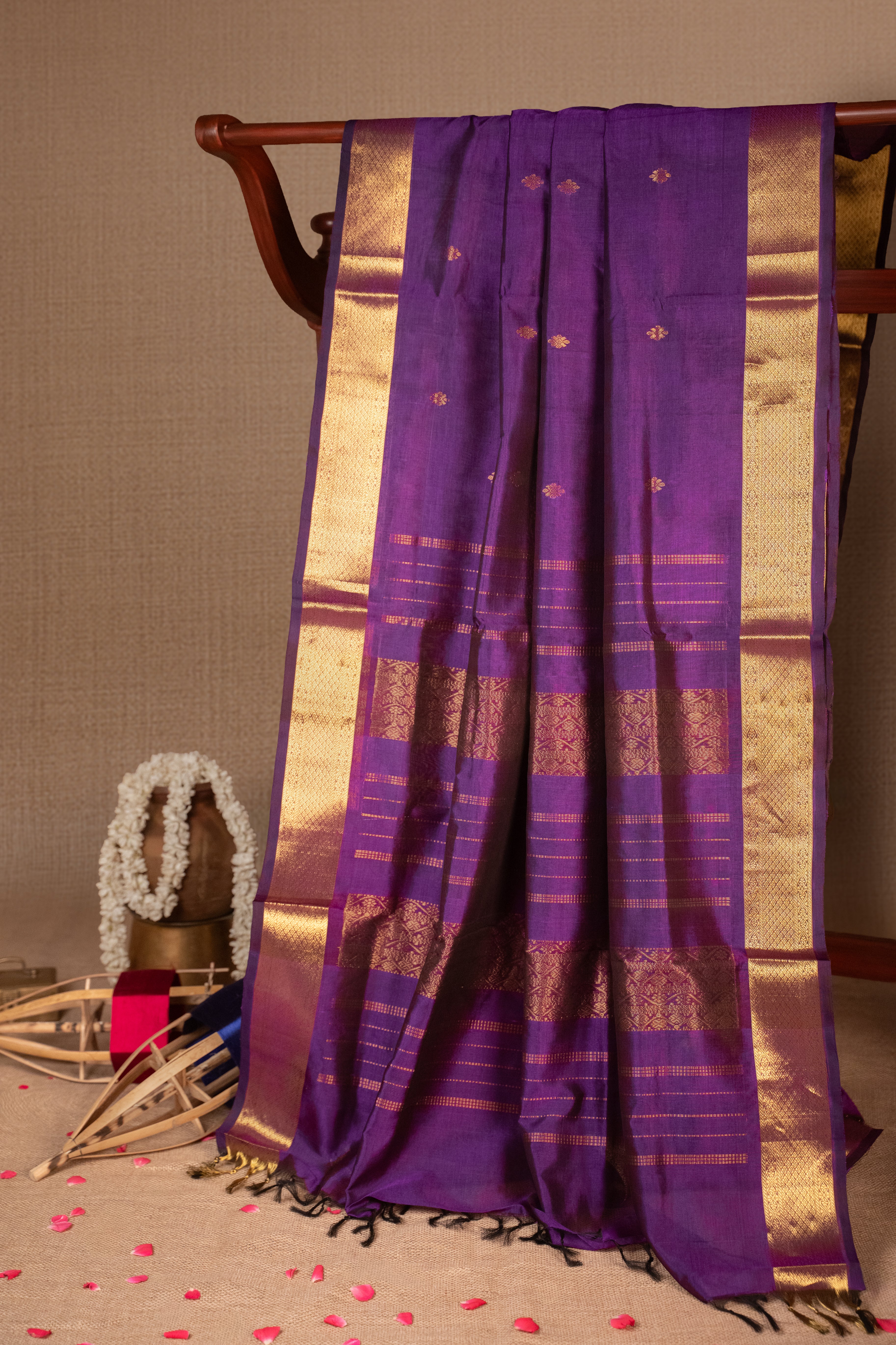 Kanchipuram Silk Cotton Saree - Jamun