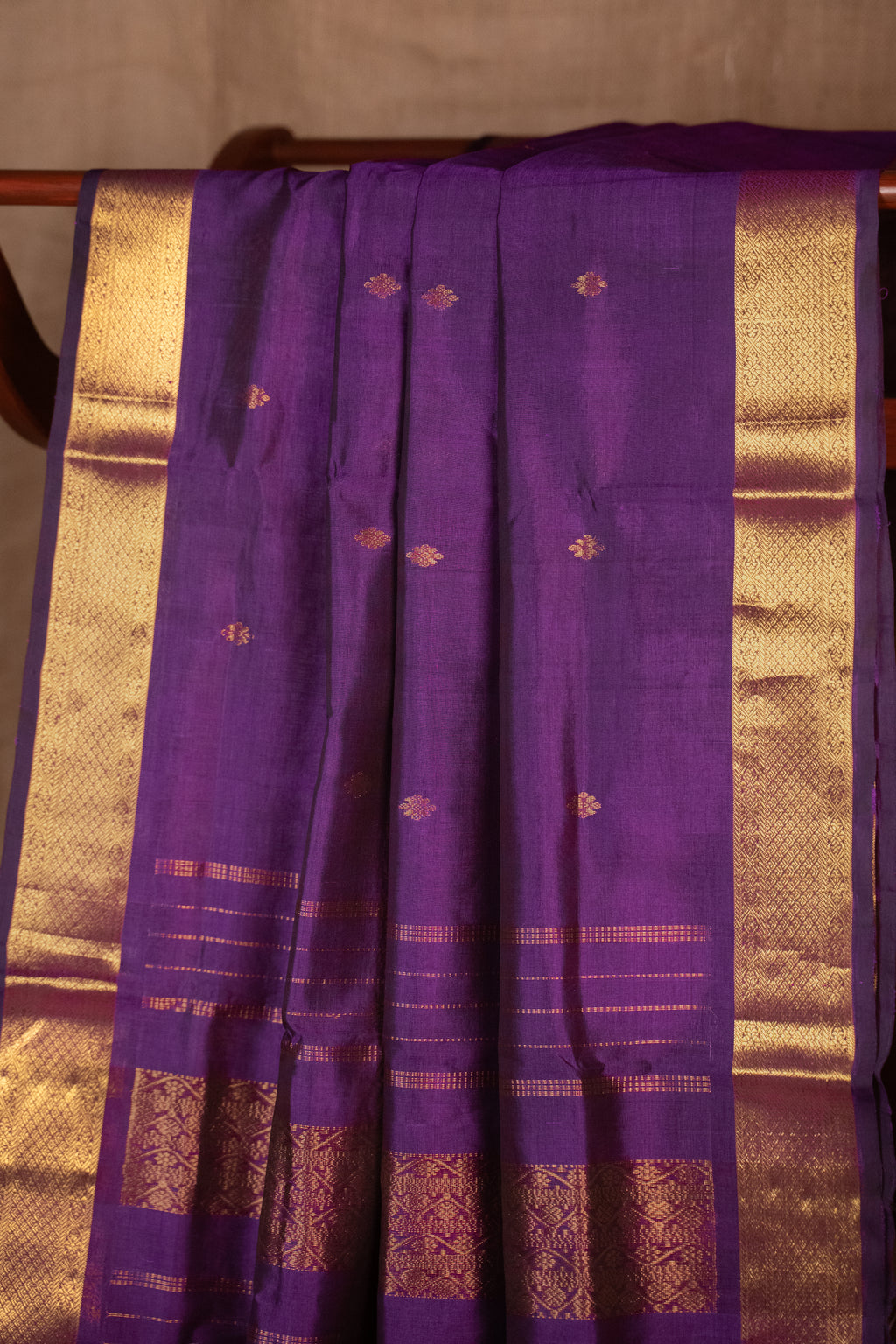 Kanchipuram Silk Cotton Saree - Jamun