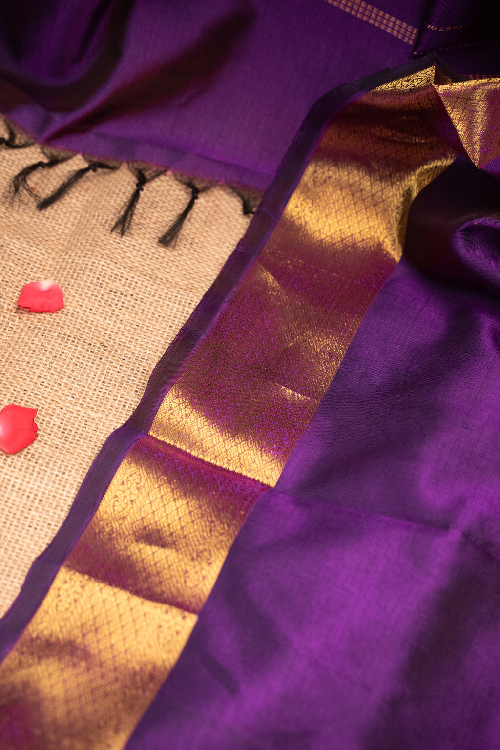 Kanchipuram Silk Cotton Saree - Jamun