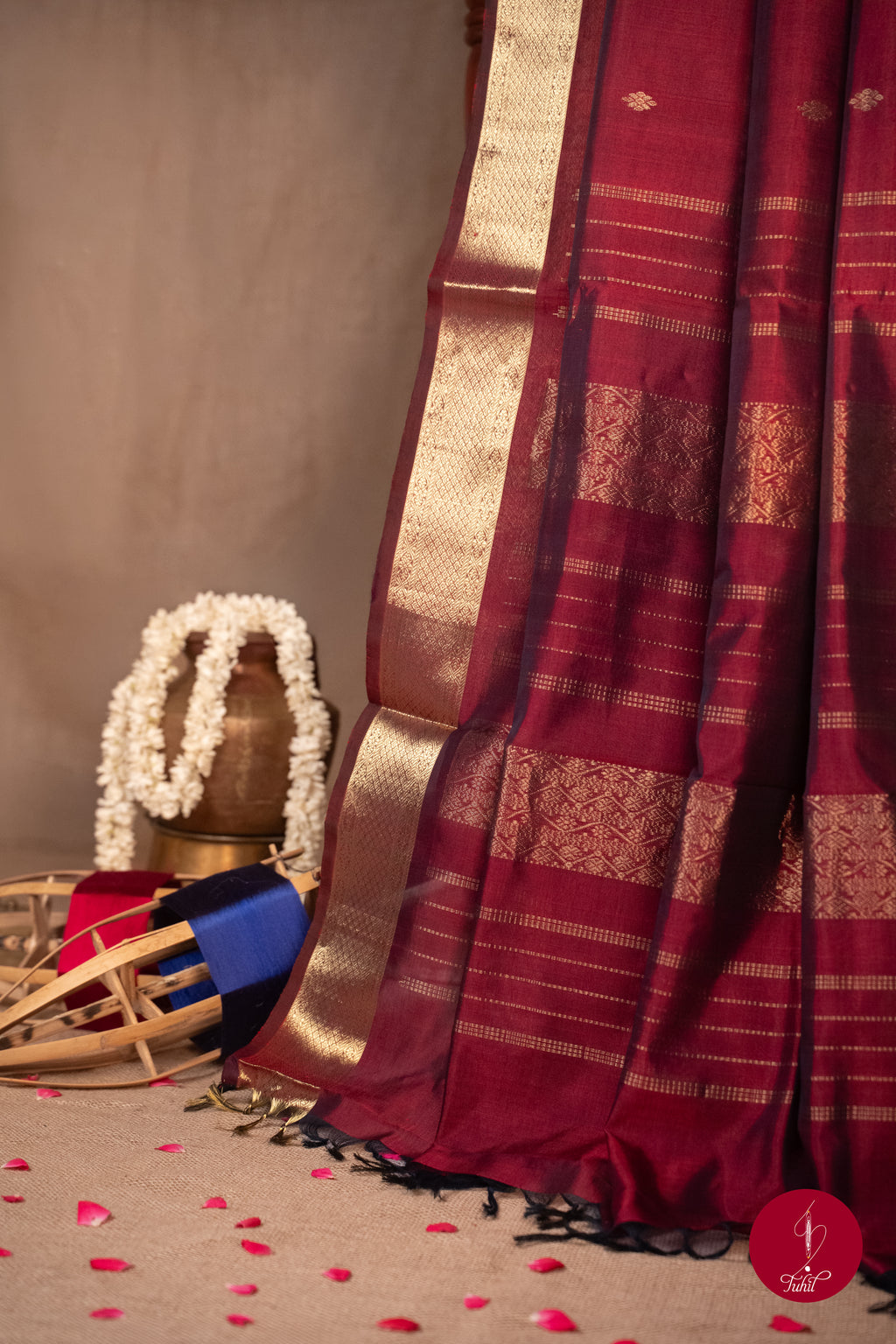 Kanchipuram Silk Cotton Saree - Brown Arakku