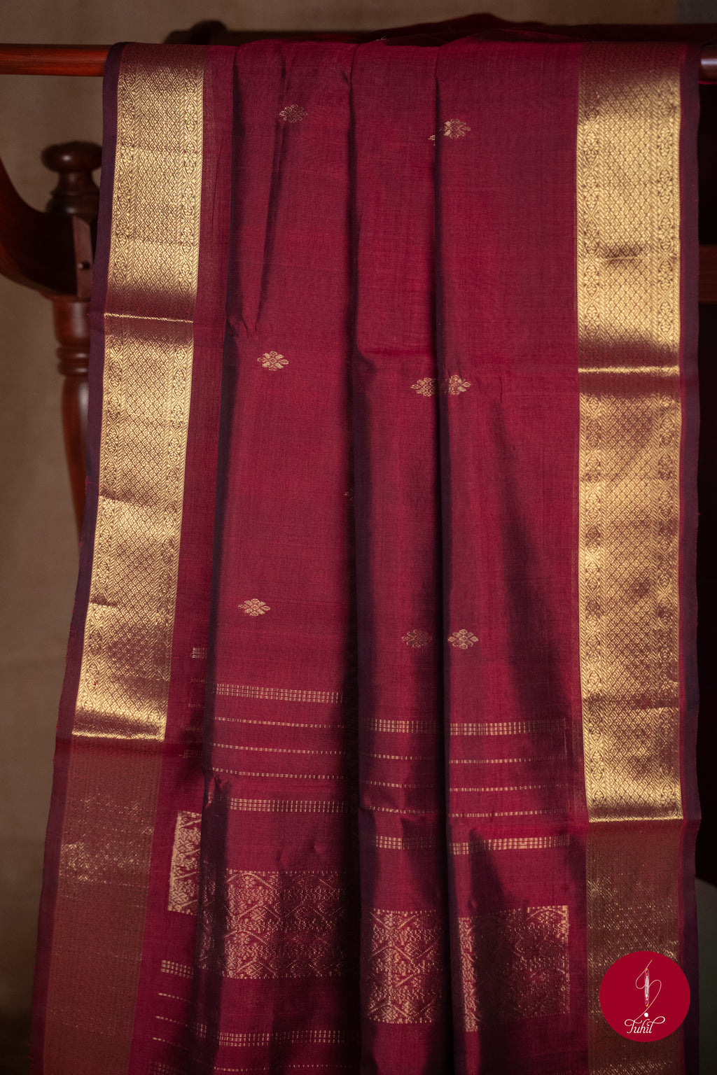 Kanchipuram Silk Cotton Saree - Brown Arakku