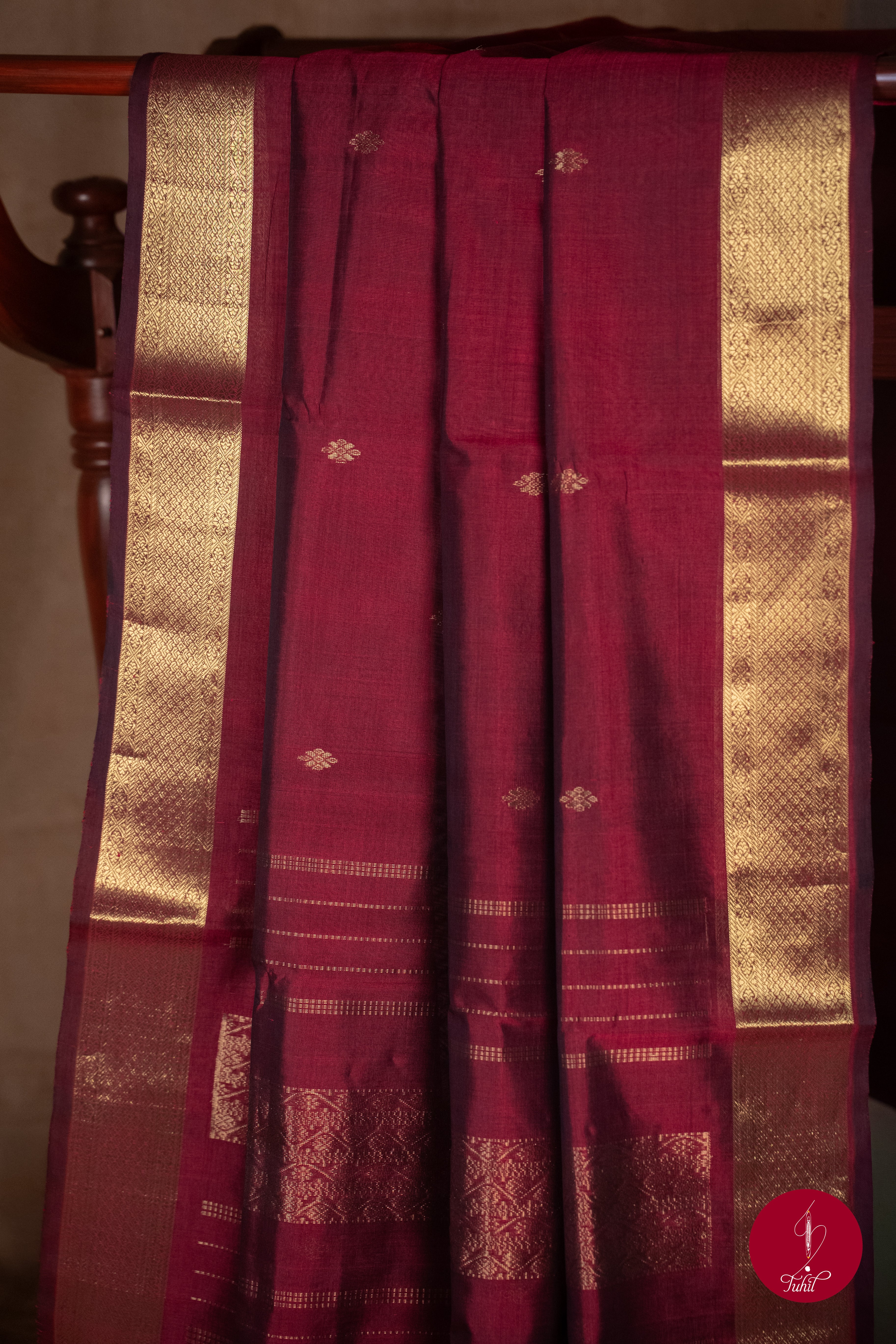 Kanchipuram Silk Cotton Saree - Brown Arakku