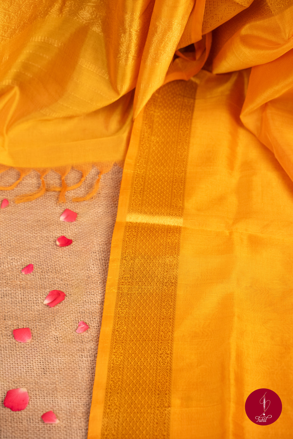 Kanchipuram Silk Cotton Saree - Mango Yellow