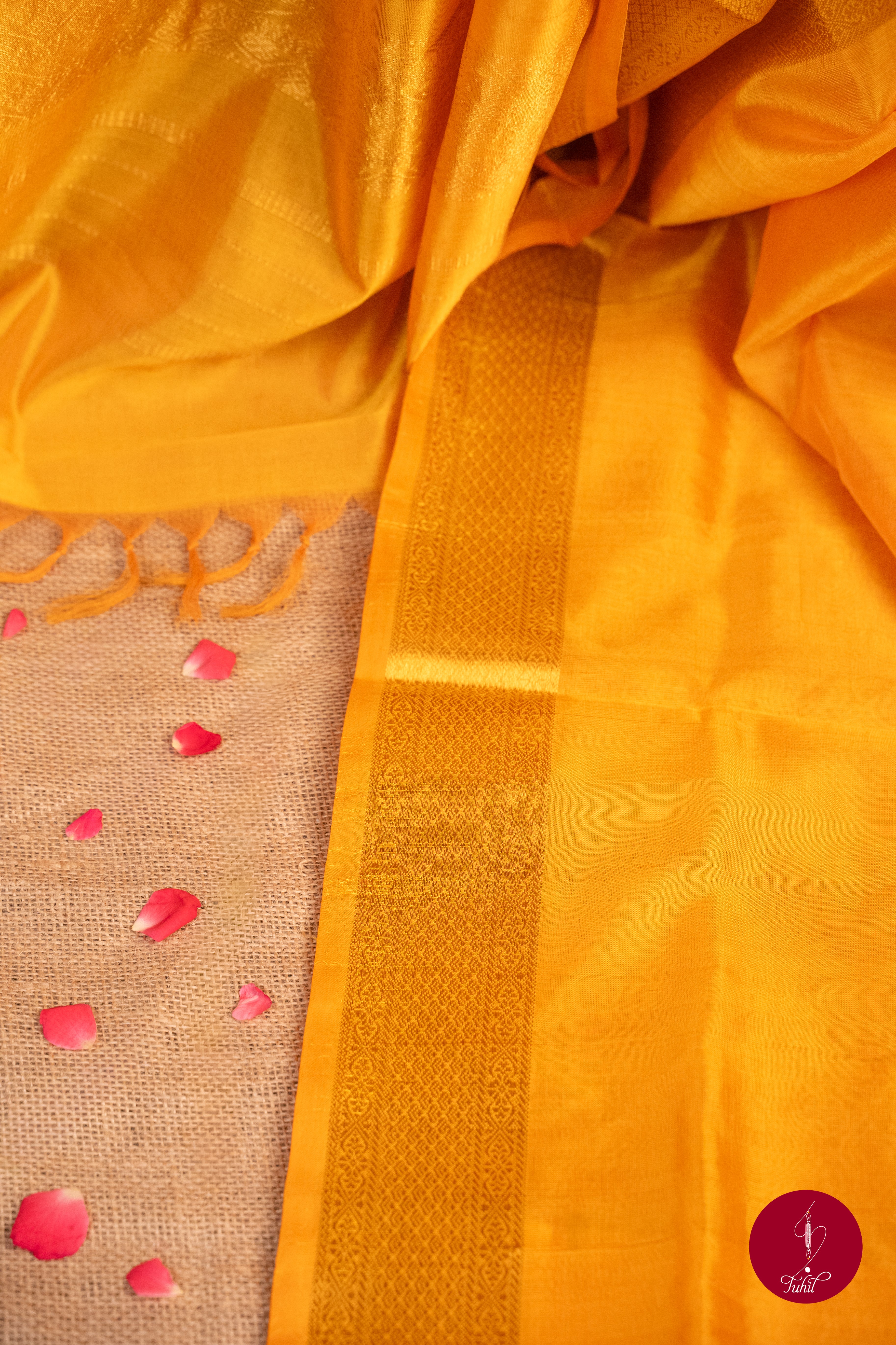 Kanchipuram Silk Cotton Saree - Mango Yellow