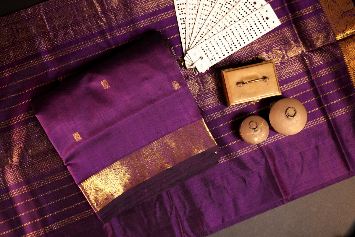 Kanchipuram Silk Cotton Saree * Tanishq Singapore - Mrugha - Jamun