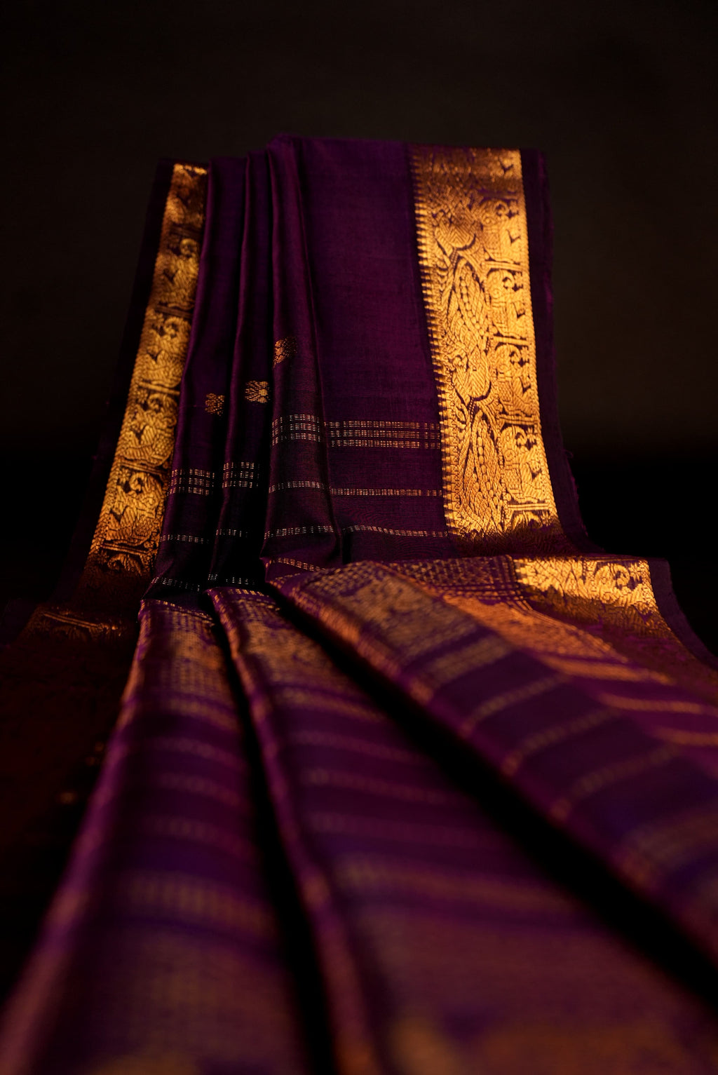 Kanchipuram Silk Cotton Saree * Tanishq Singapore - Mrugha - Jamun