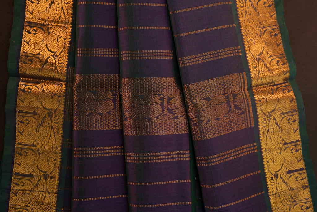 Kanchipuram Silk Cotton Saree * Tanishq Singapore - Mrugha - Green shot Purple