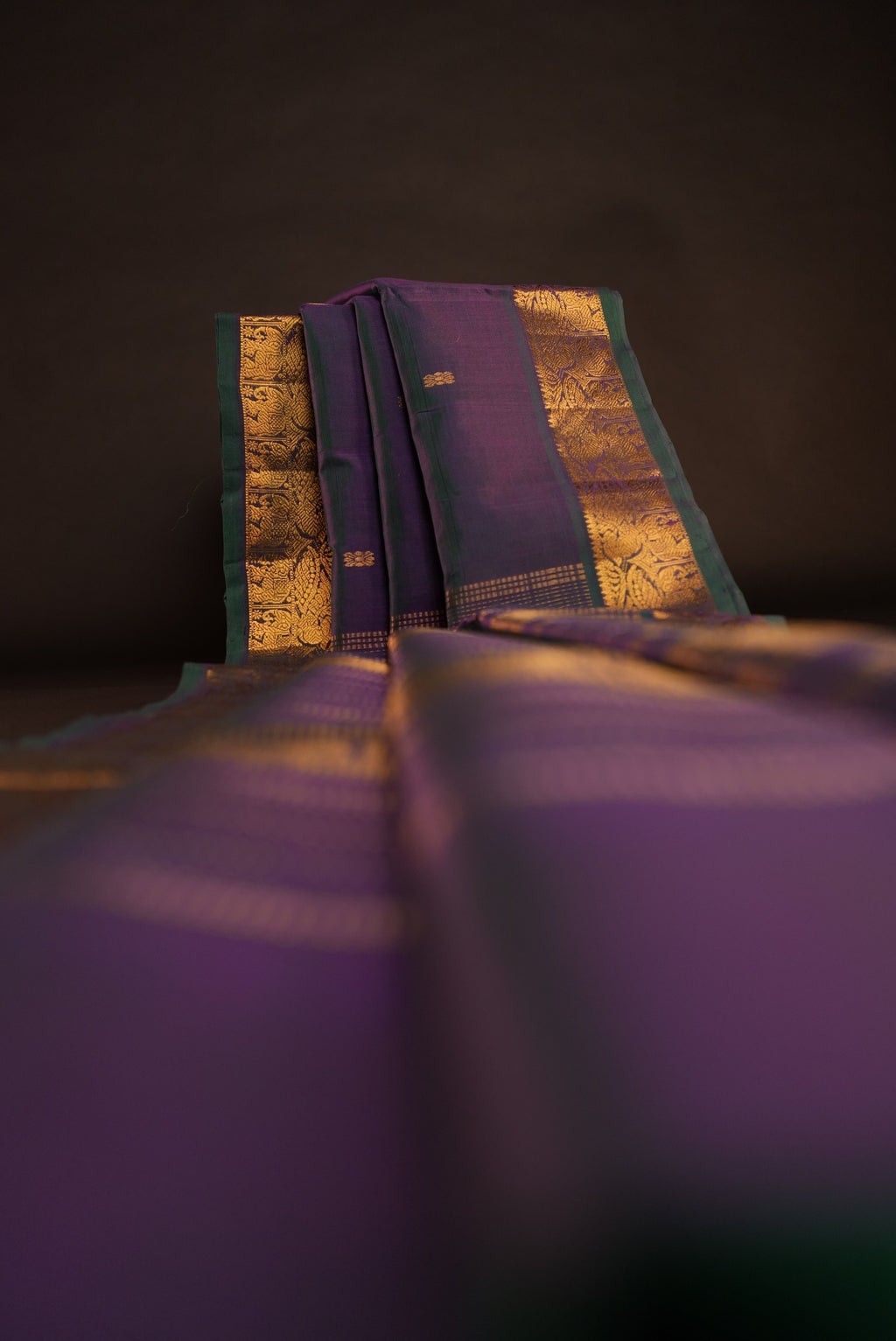 Kanchipuram Silk Cotton Saree * Tanishq Singapore - Mrugha - Green shot Purple