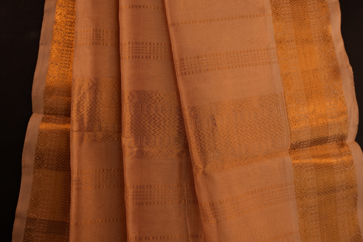 Kanchipuram Silk Cotton Saree * Tanishq Singapore - Aabharna - Ivory