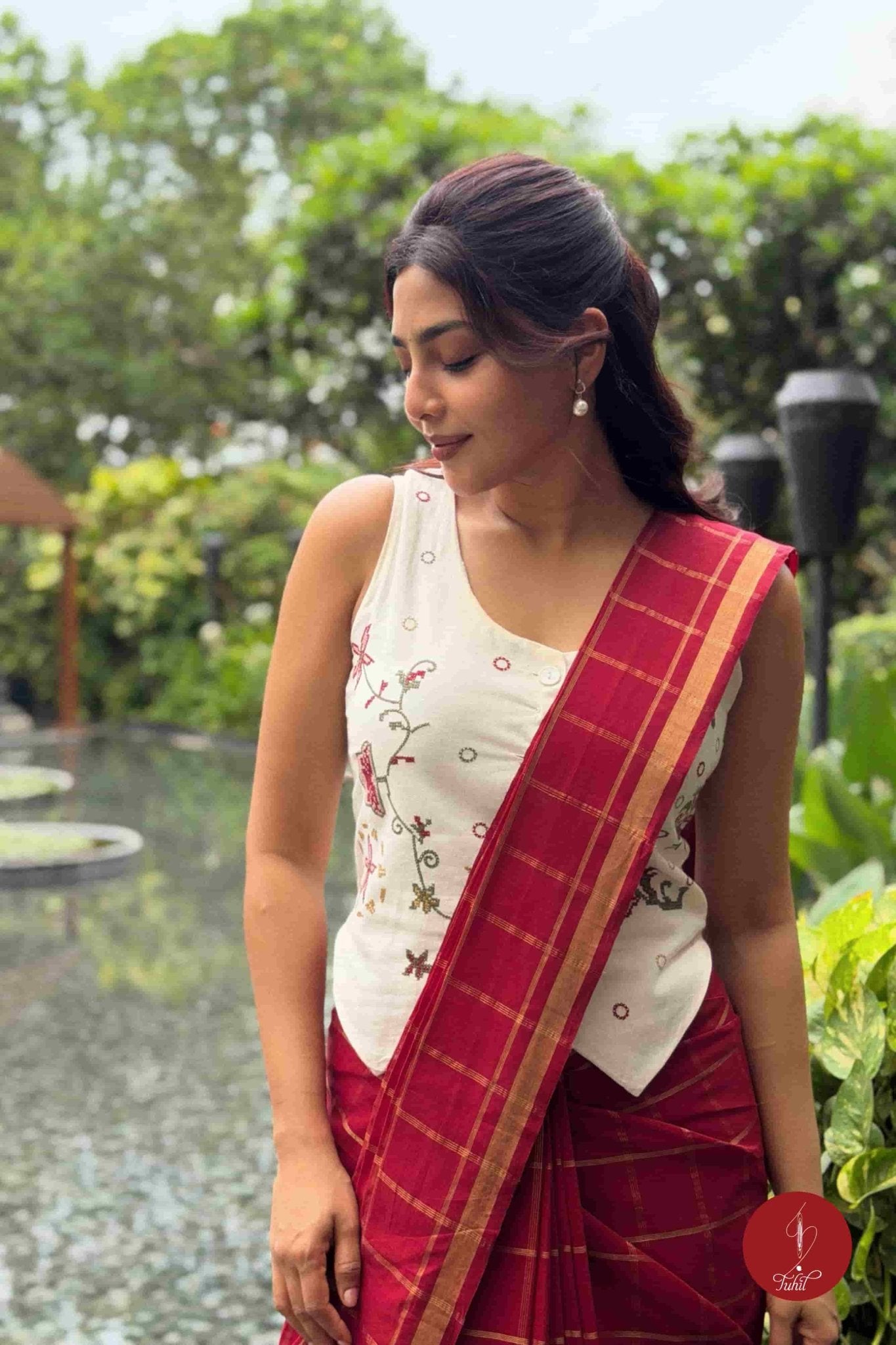 Handloom South Cotton Saree - Red Maroon Zari Kattam - Gatta Kusthi 2 - House of Tuhil