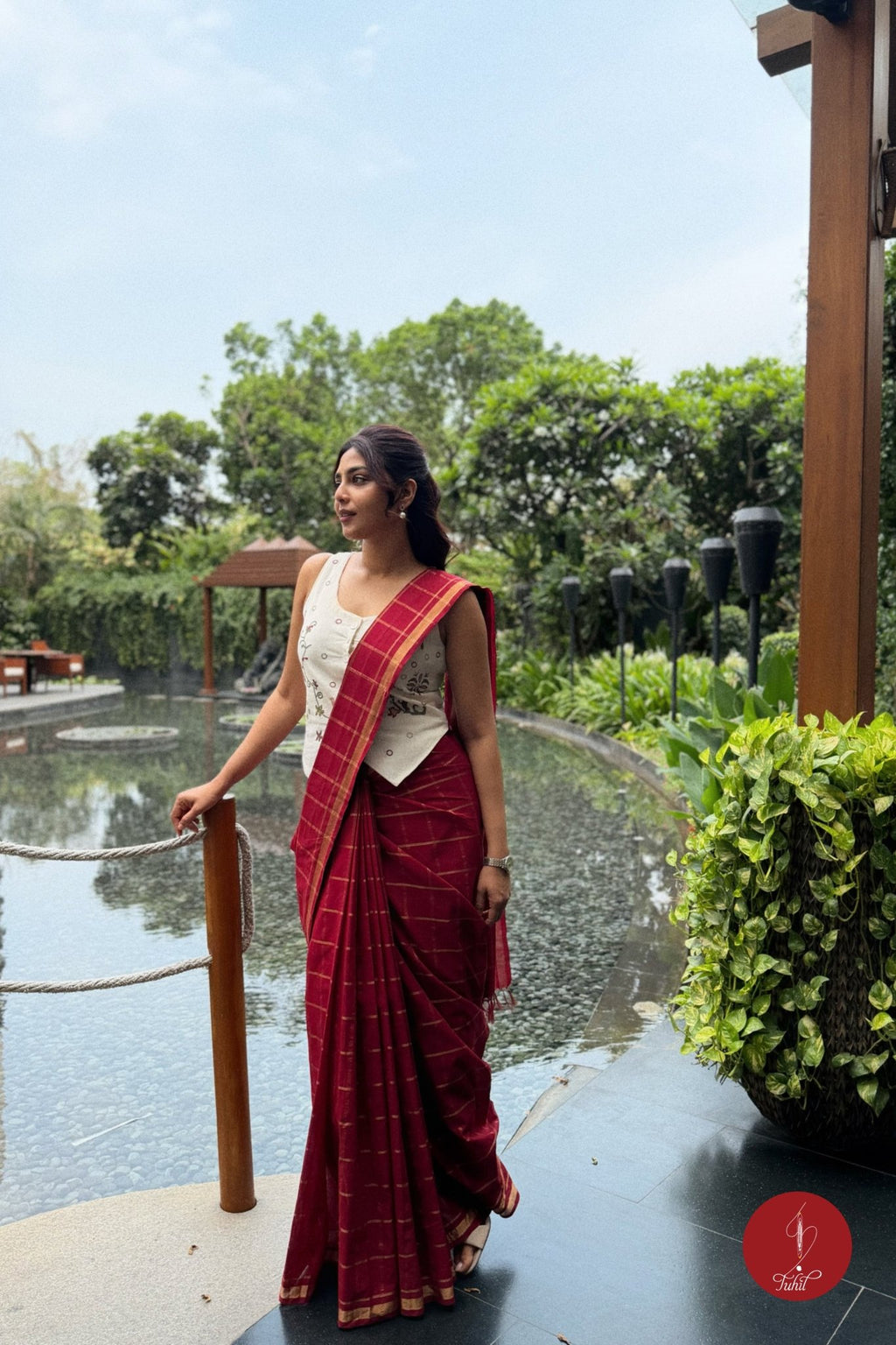 Handloom South Cotton Saree - Red Maroon Zari Kattam - Gatta Kusthi 2 - House of Tuhil