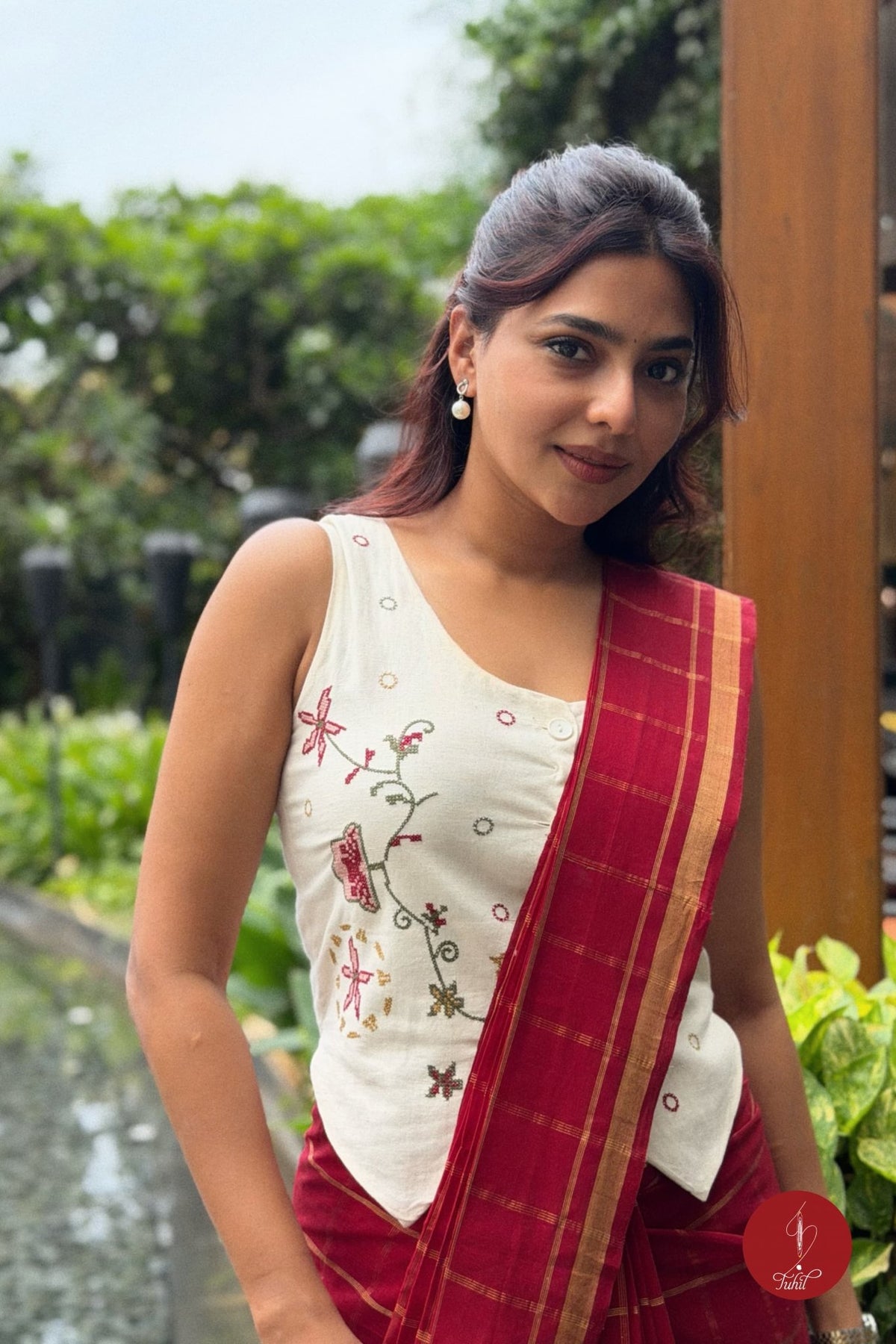 Handloom South Cotton Saree - Red Maroon Zari Kattam - Gatta Kusthi 2 - House of Tuhil