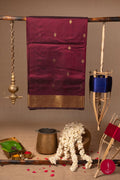 Kanchipuram Silk Cotton Saree - Brown Arakku - House of Tuhil