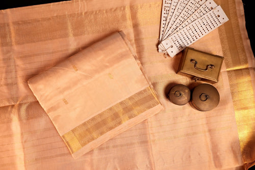 Kanchipuram Silk Cotton Saree * Tanishq Singapore - Aabharna - Ivory - House of Tuhil