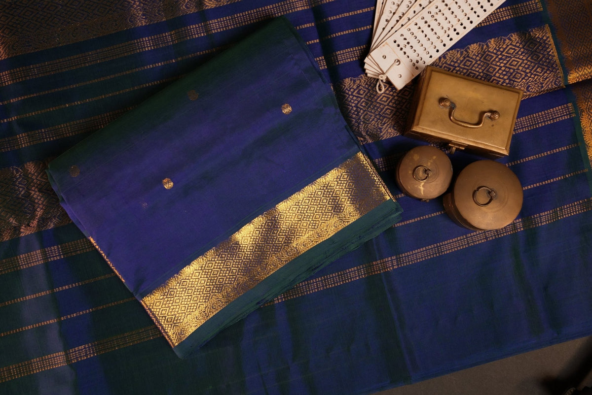 Kanchipuram Silk Cotton Saree * Tanishq Singapore - Aalayam - Mayil Kazhuthu - House of Tuhil