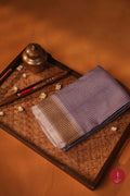 Koorainadu Saree - Silk Cotton - Violet and White - House of Tuhil