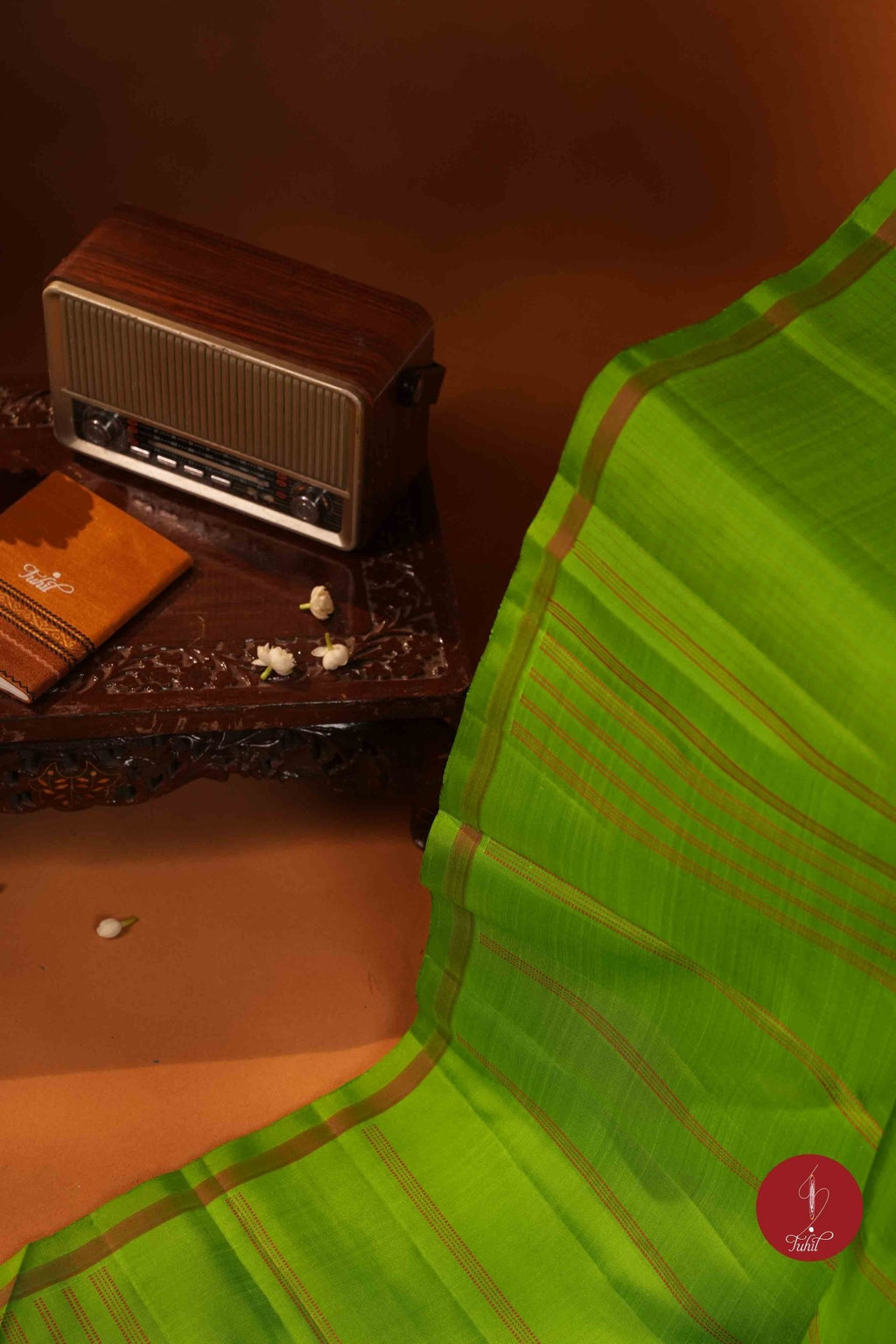 Pure Silk Handloom Kanchipuram Saree - Light Forest Green with Dull Gold - House of Tuhil