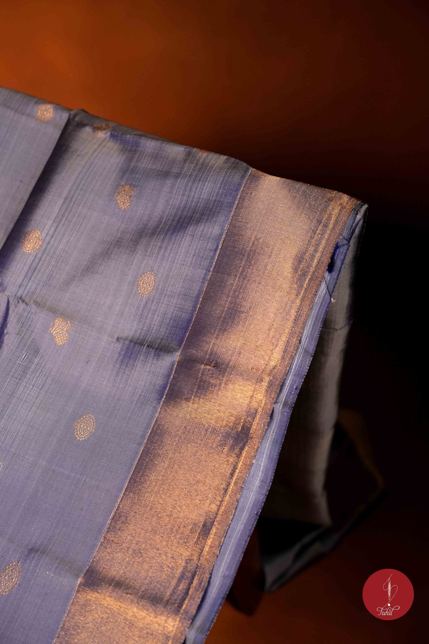 Pure Silk Pure Zari Handloom Kanchipuram Saree - Grey 8 Kol - House of Tuhil