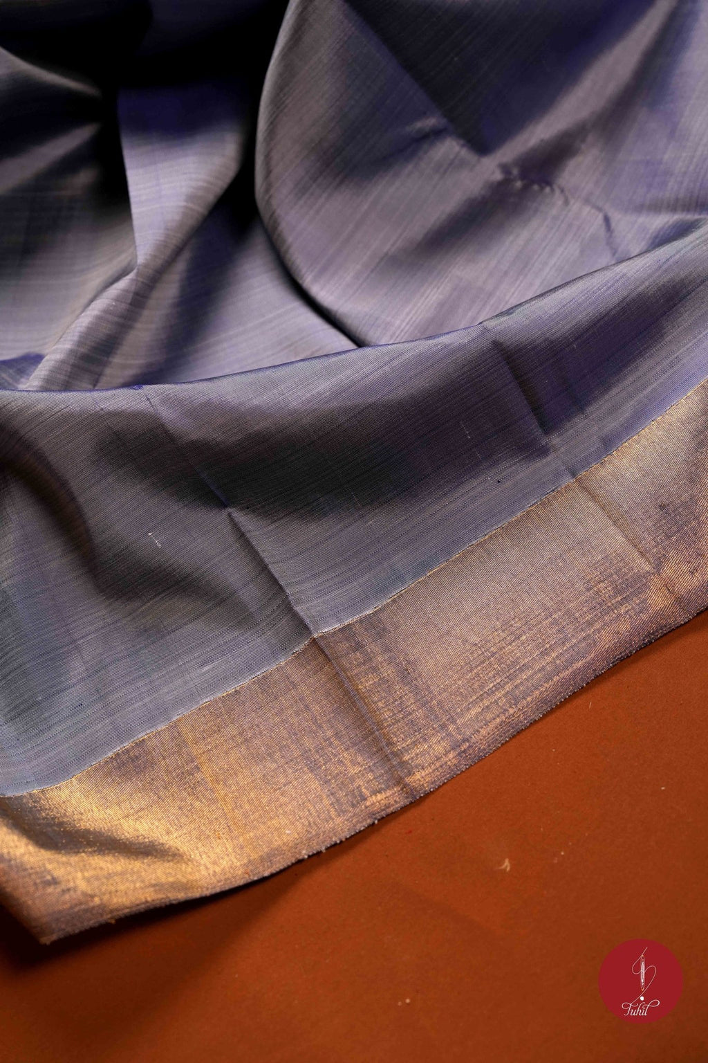 Pure Silk Pure Zari Handloom Kanchipuram Saree - Grey 8 Kol - House of Tuhil