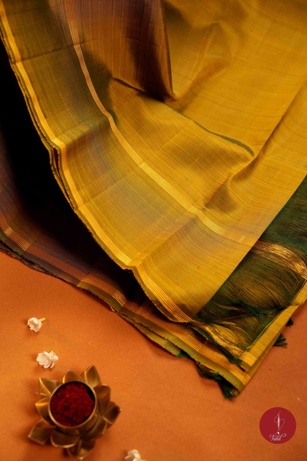 Pure Silk Pure Zari Handloom Kanchipuram Saree - Lemon Yellow with Lemon Green - House of Tuhil