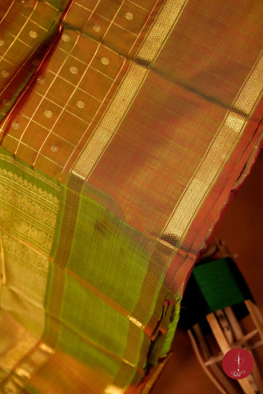 Pure Silk Pure Zari Handloom Kanchipuram Saree - Light Manthalir - House of Tuhil
