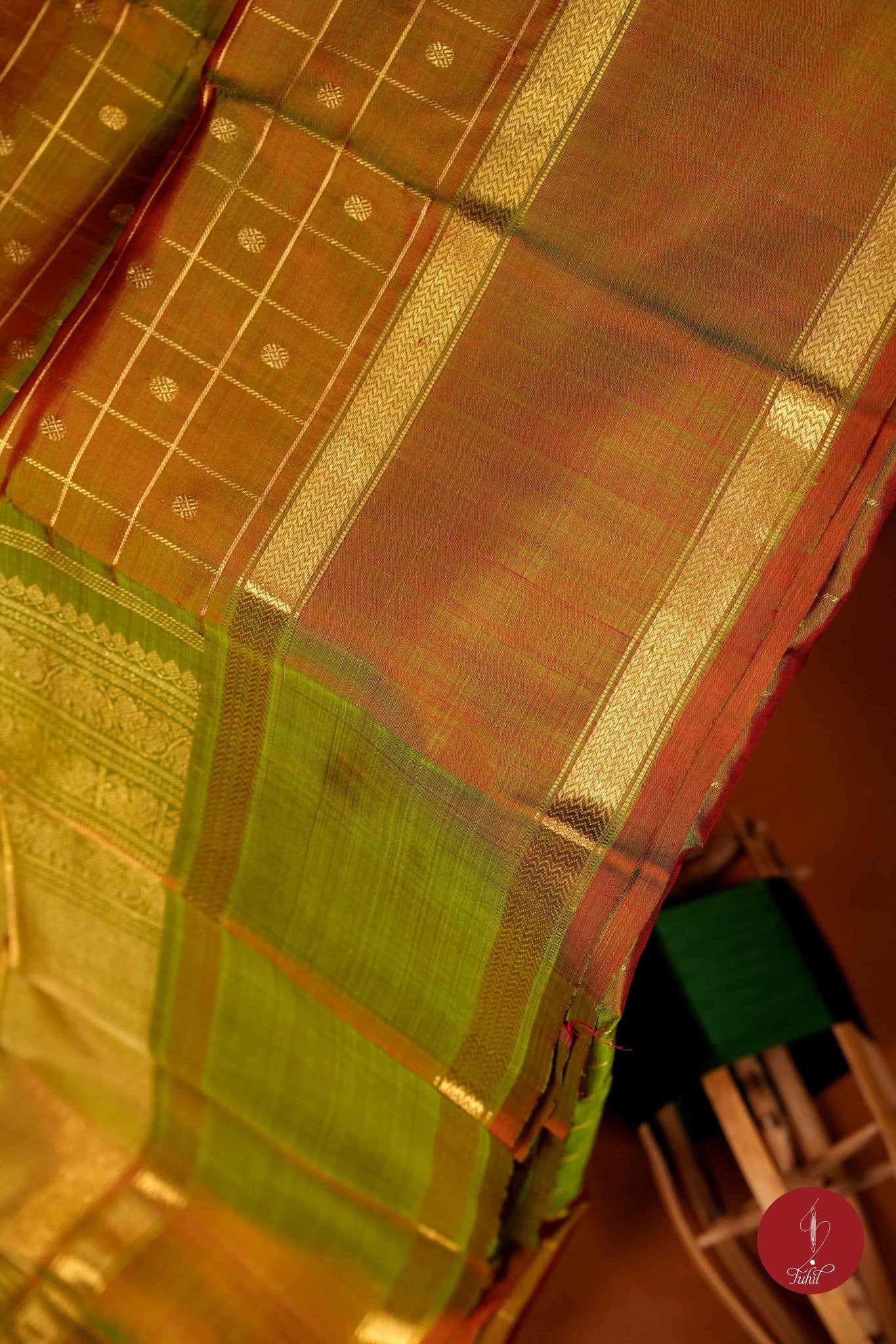 Pure Silk Pure Zari Handloom Kanchipuram Saree - Light Manthalir - House of Tuhil