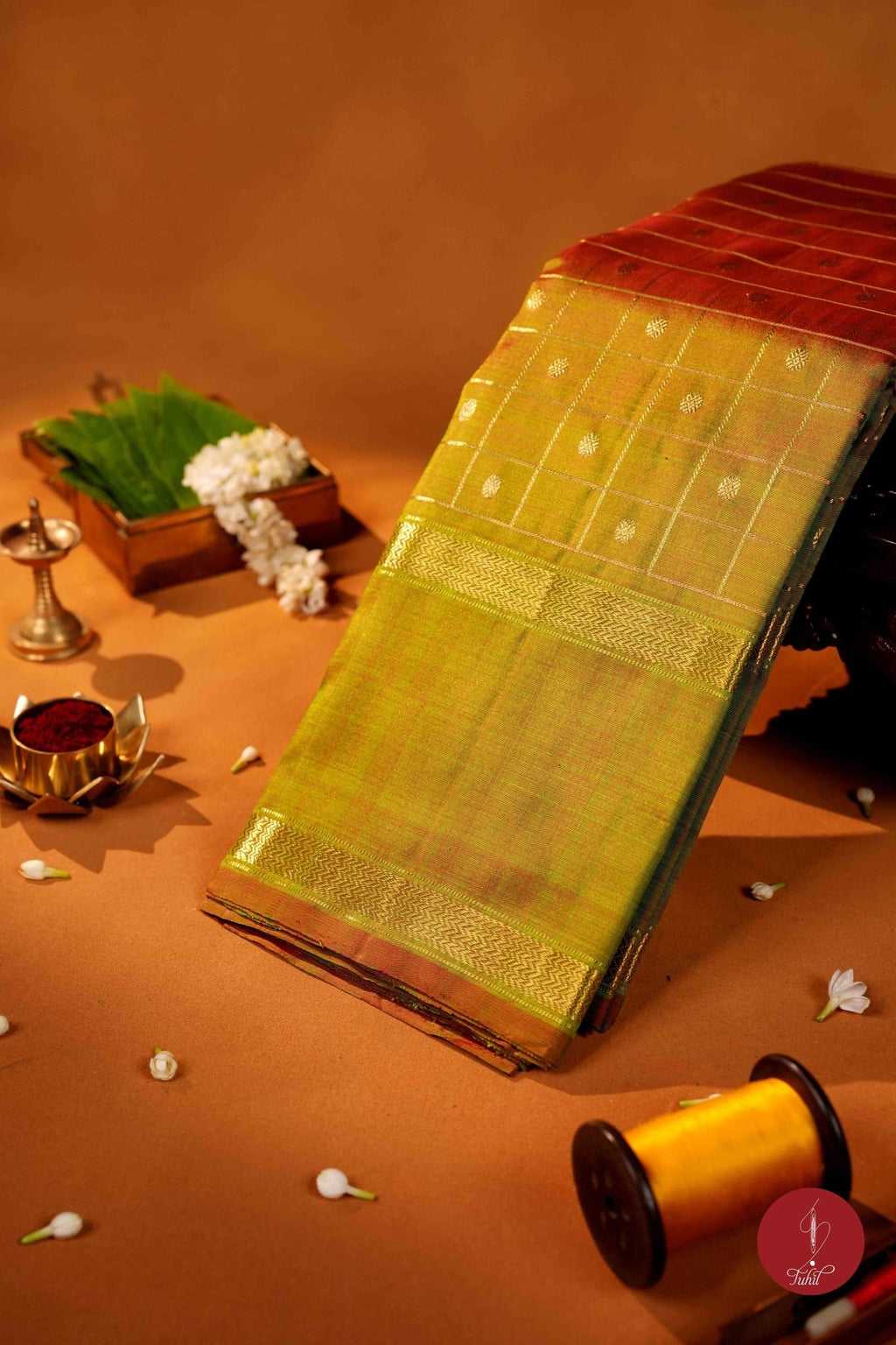 Pure Silk Pure Zari Handloom Kanchipuram Saree - Light Manthalir - House of Tuhil