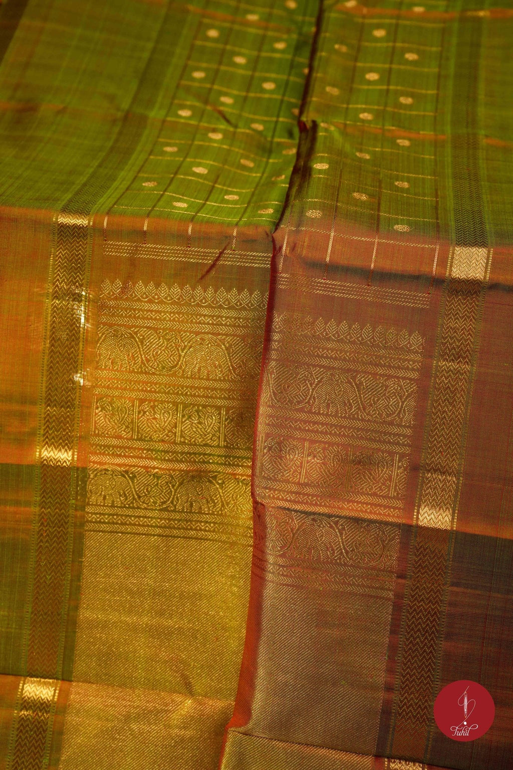 Pure Silk Pure Zari Handloom Kanchipuram Saree - Light Manthalir - House of Tuhil