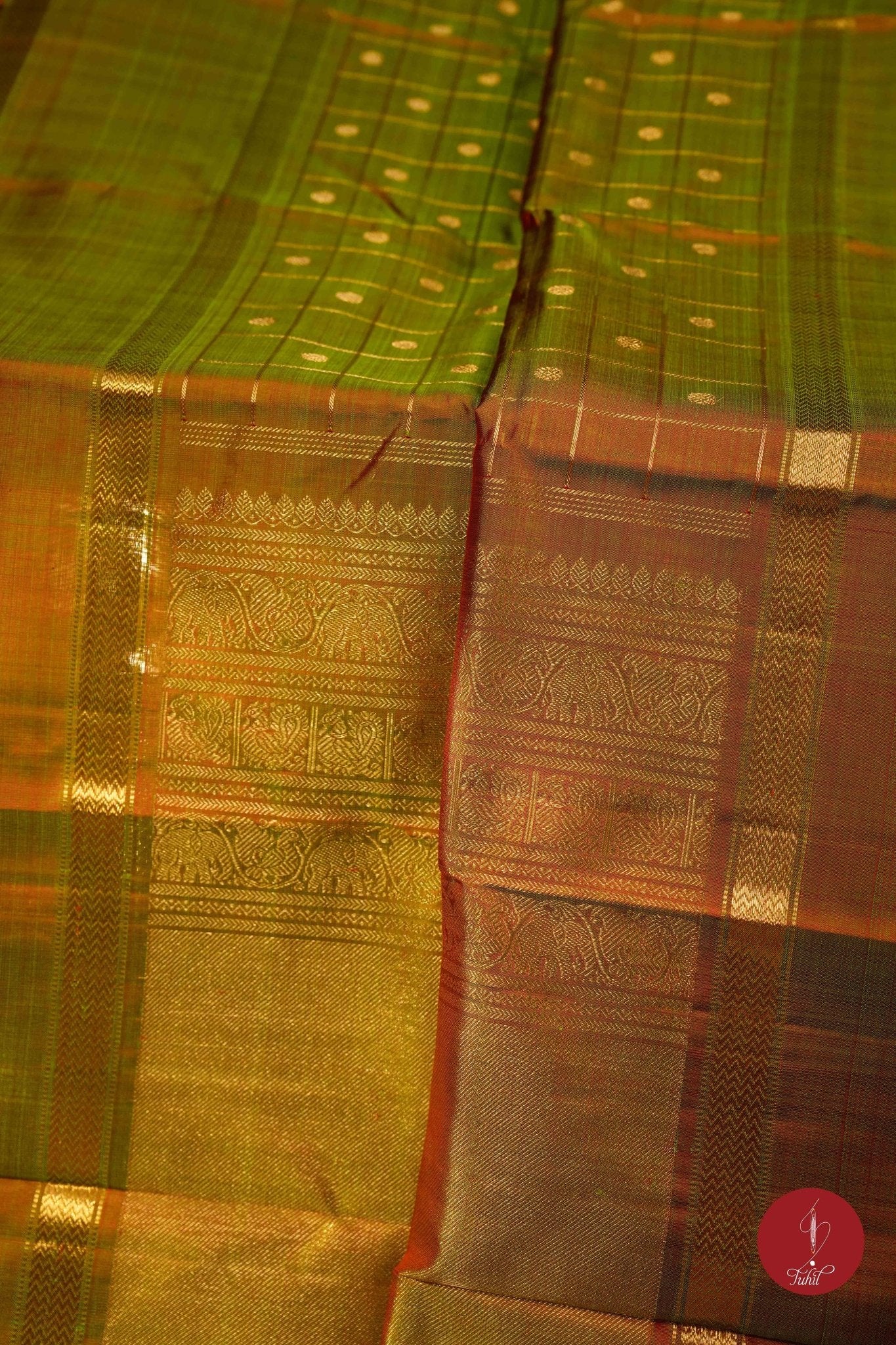 Pure Silk Pure Zari Handloom Kanchipuram Saree - Light Manthalir - House of Tuhil