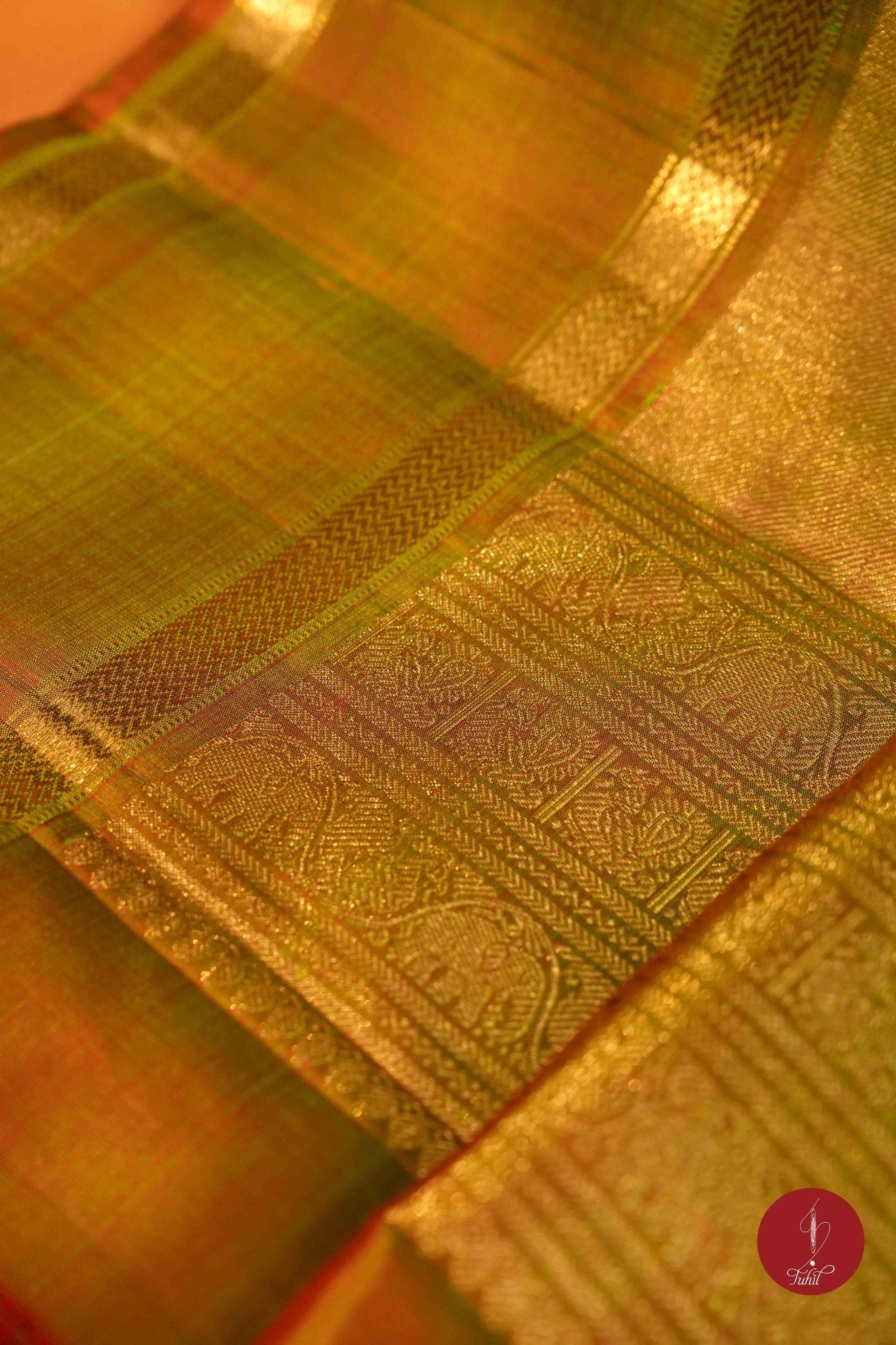 Pure Silk Pure Zari Handloom Kanchipuram Saree - Light Manthalir - House of Tuhil