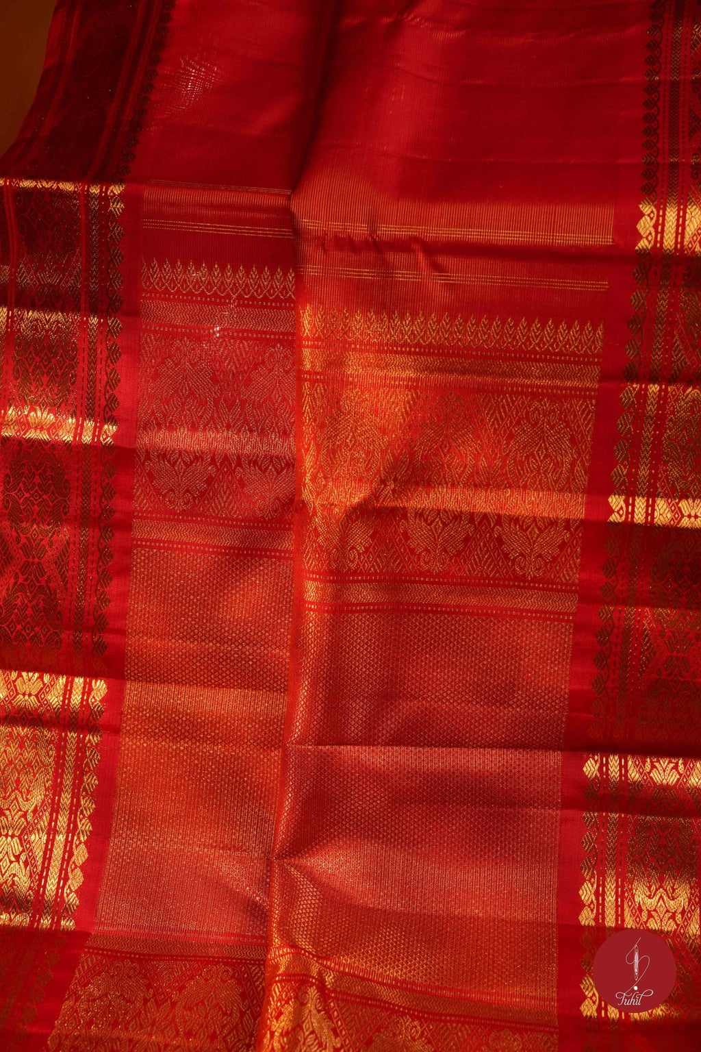 Pure Silk Pure Zari Handloom Kanchipuram Saree - Red Vaira Oosi - House of Tuhil