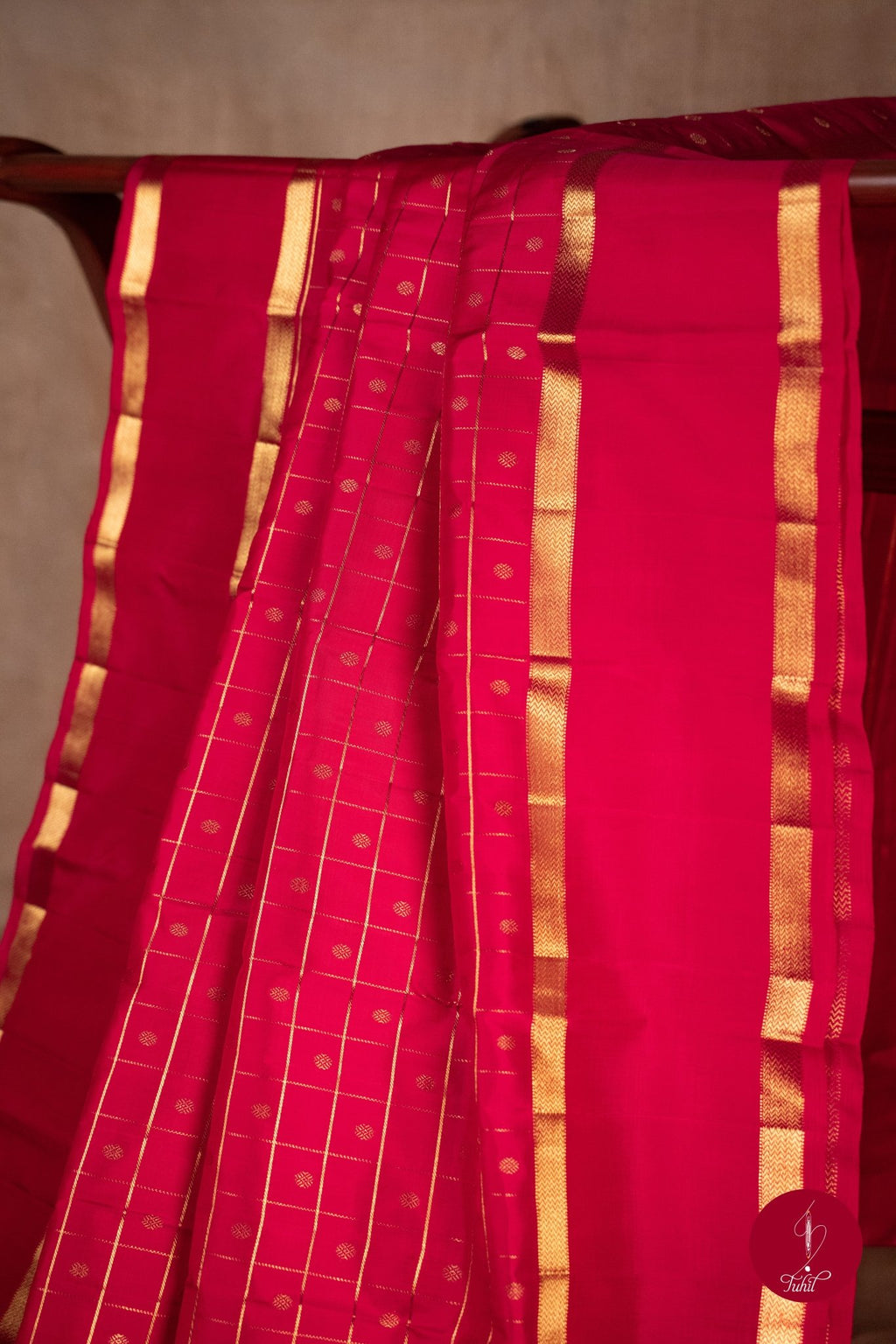 Pure Silk Pure Zari Handloom Kanchipuram Saree - Shot Pink with Gold - House of Tuhil