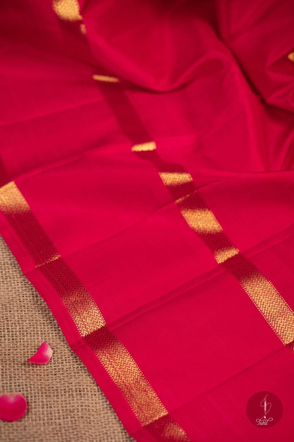 Pure Silk Pure Zari Handloom Kanchipuram Saree - Shot Pink with Gold - House of Tuhil