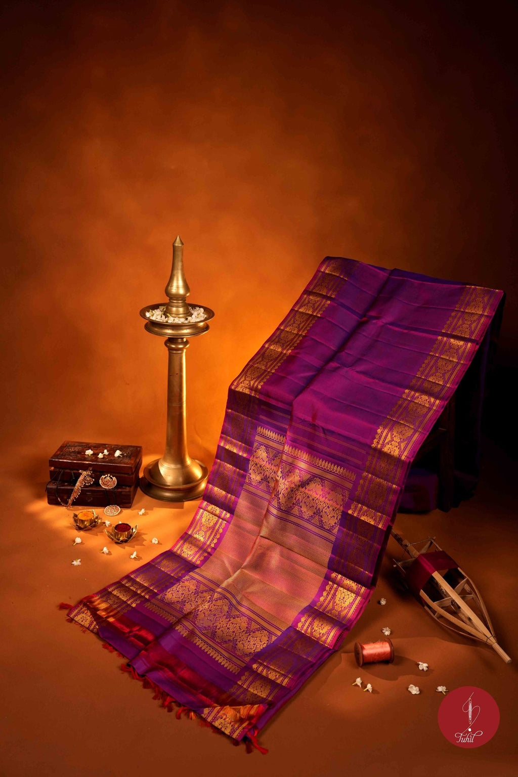 Pure Silk Pure Zari Handloom Kanchipuram Saree - Vadamalli Thread Work Self Vaira Oosi - House of Tuhil