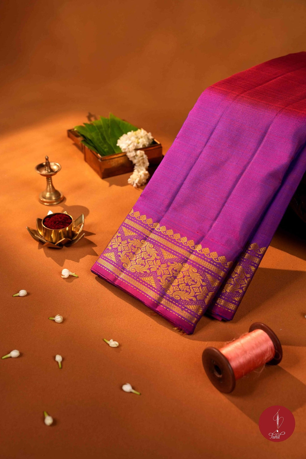 Pure Silk Pure Zari Handloom Kanchipuram Saree - Vadamalli Thread Work Self Vaira Oosi - House of Tuhil